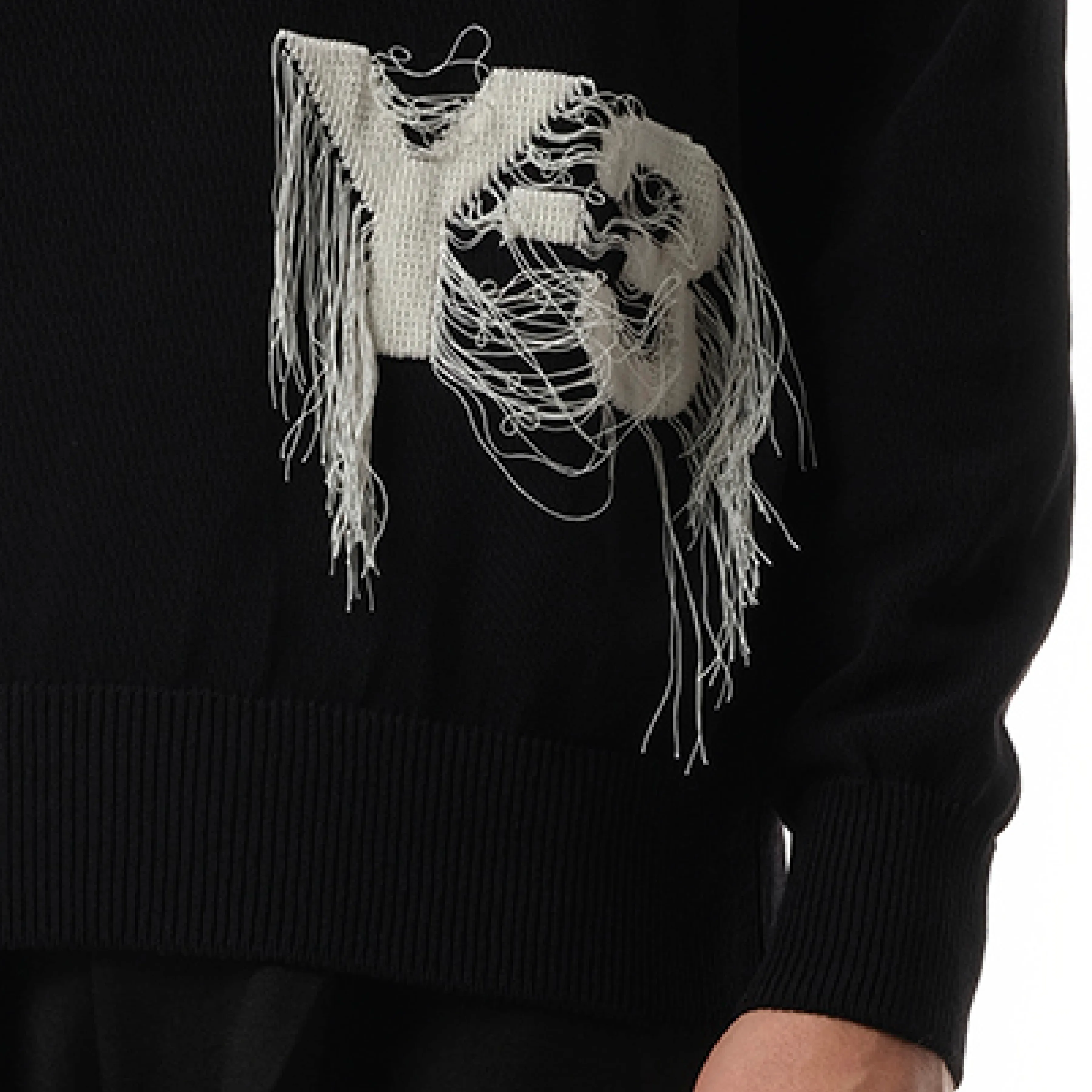Frayed Logo Knit Sweater in Black sold by MARAIS product image thumbnail 3