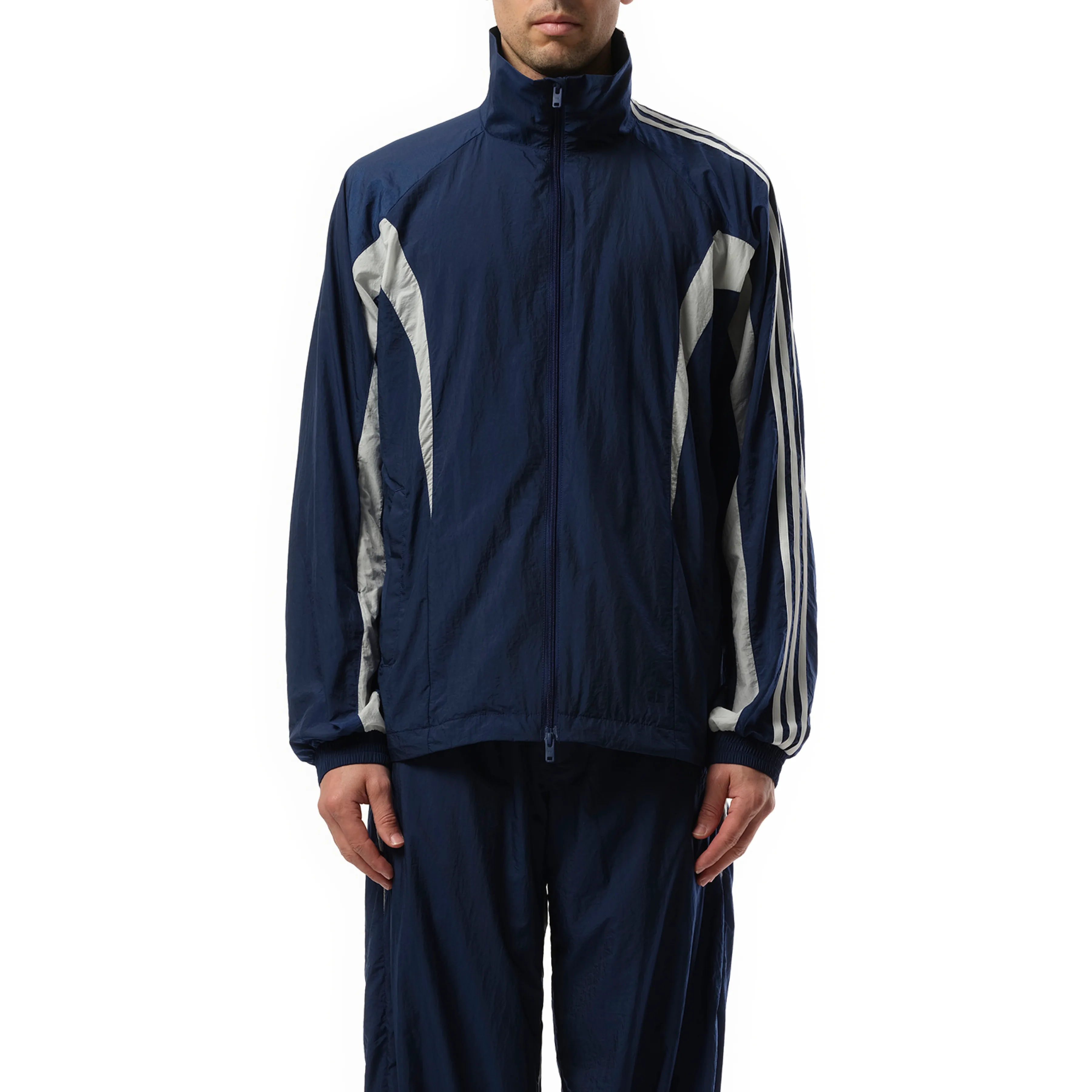 3 Stripe Nylon Jacket in Dark Blue sold by MARAIS