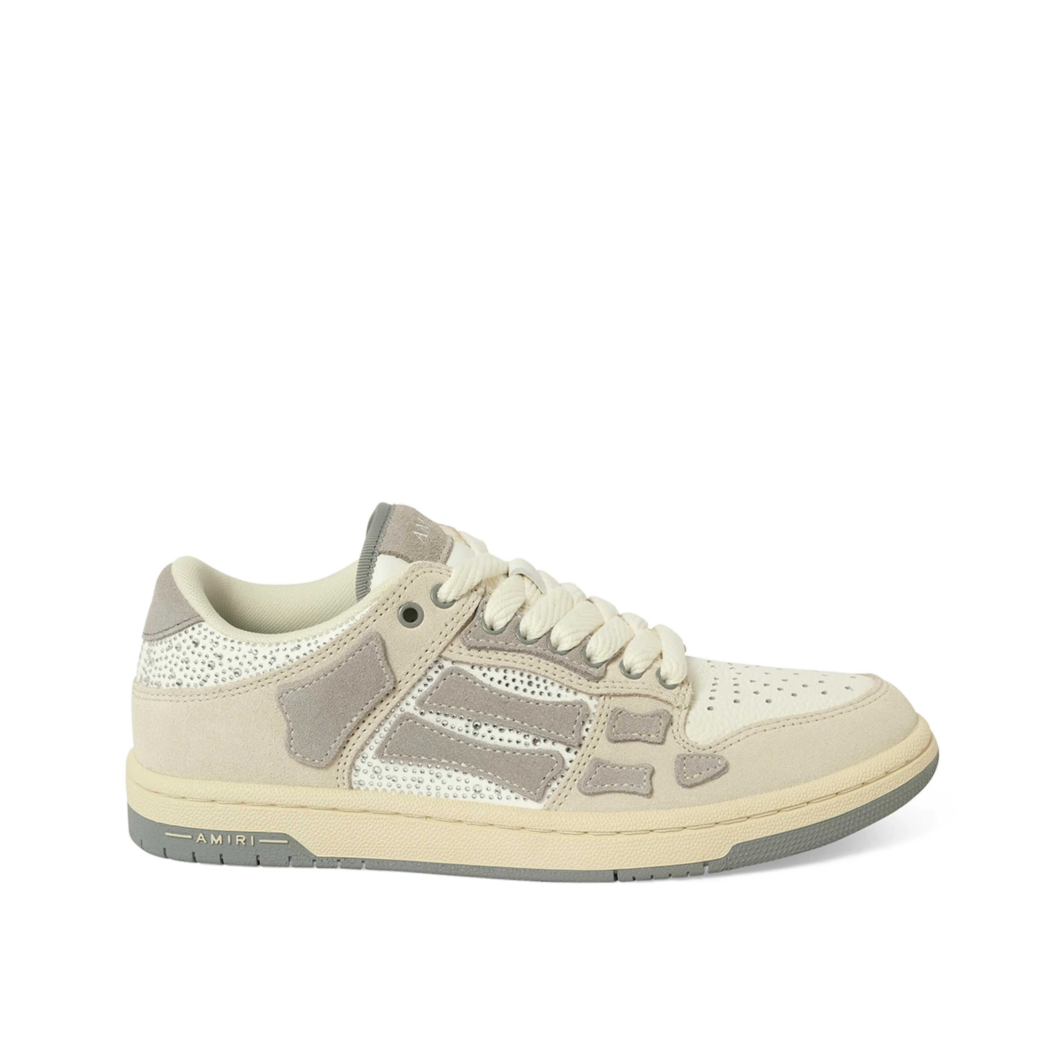 Crystal Suede Skeleton Top Low Sneaker in Birch sold by MARAIS