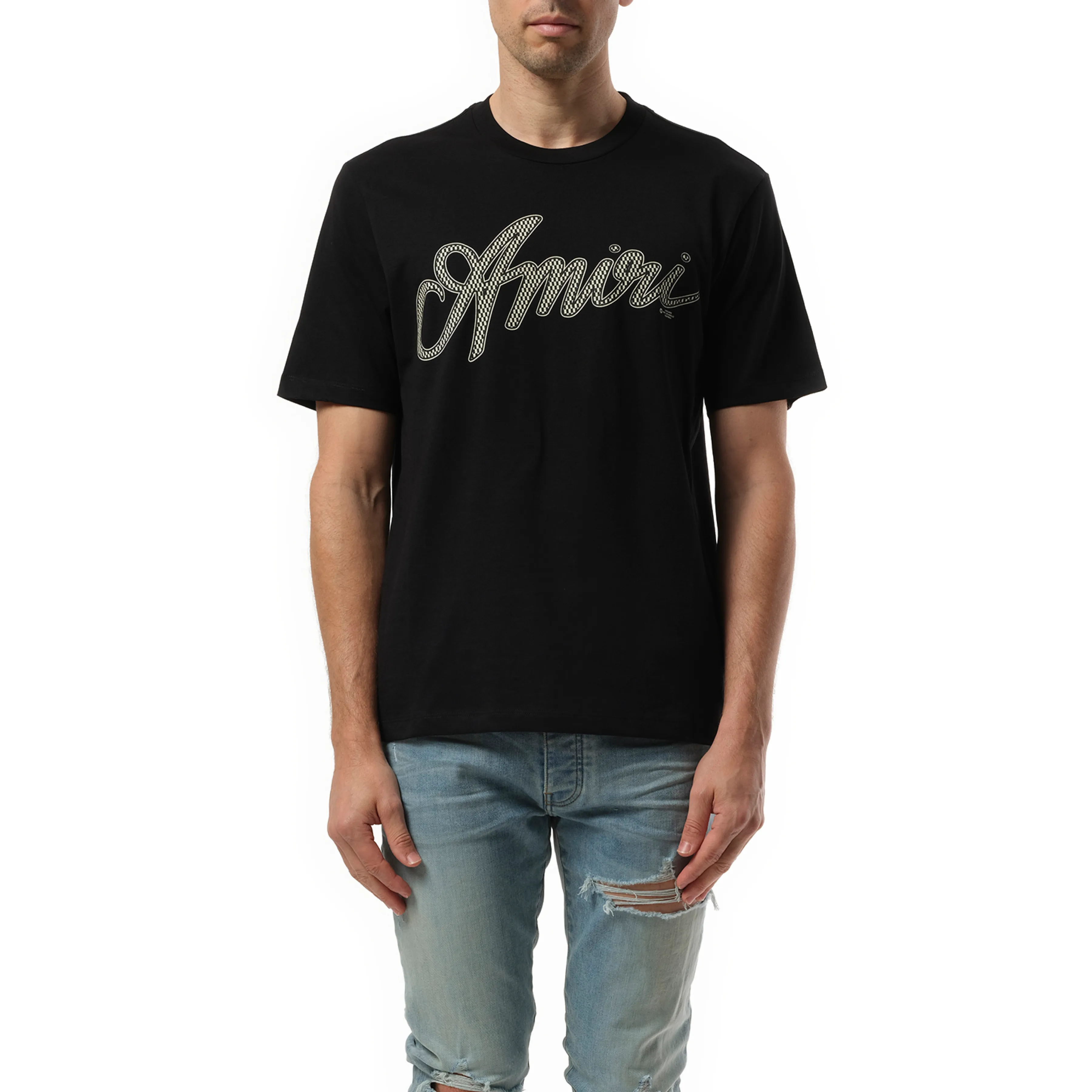 Amiri Script T-Shirt in Black sold by MARAIS