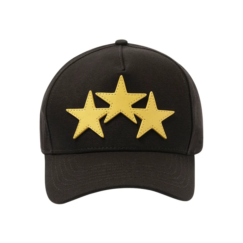 3 Star Canvas Hat in Black/Champagne made by AMIRI