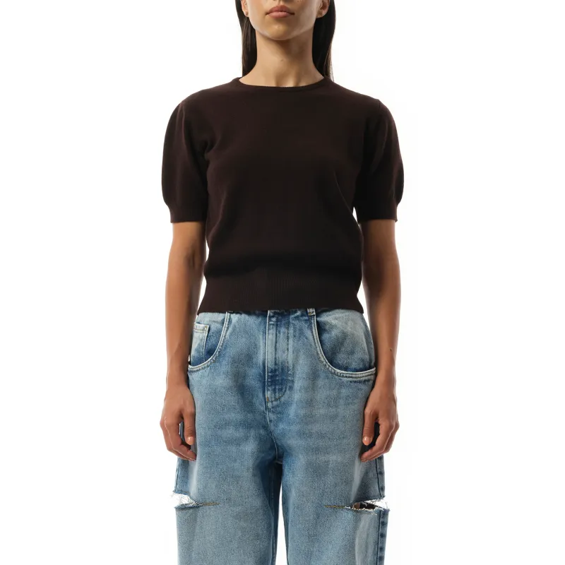 Short-sleeved Sweater in Dark Brown sold by MARAIS