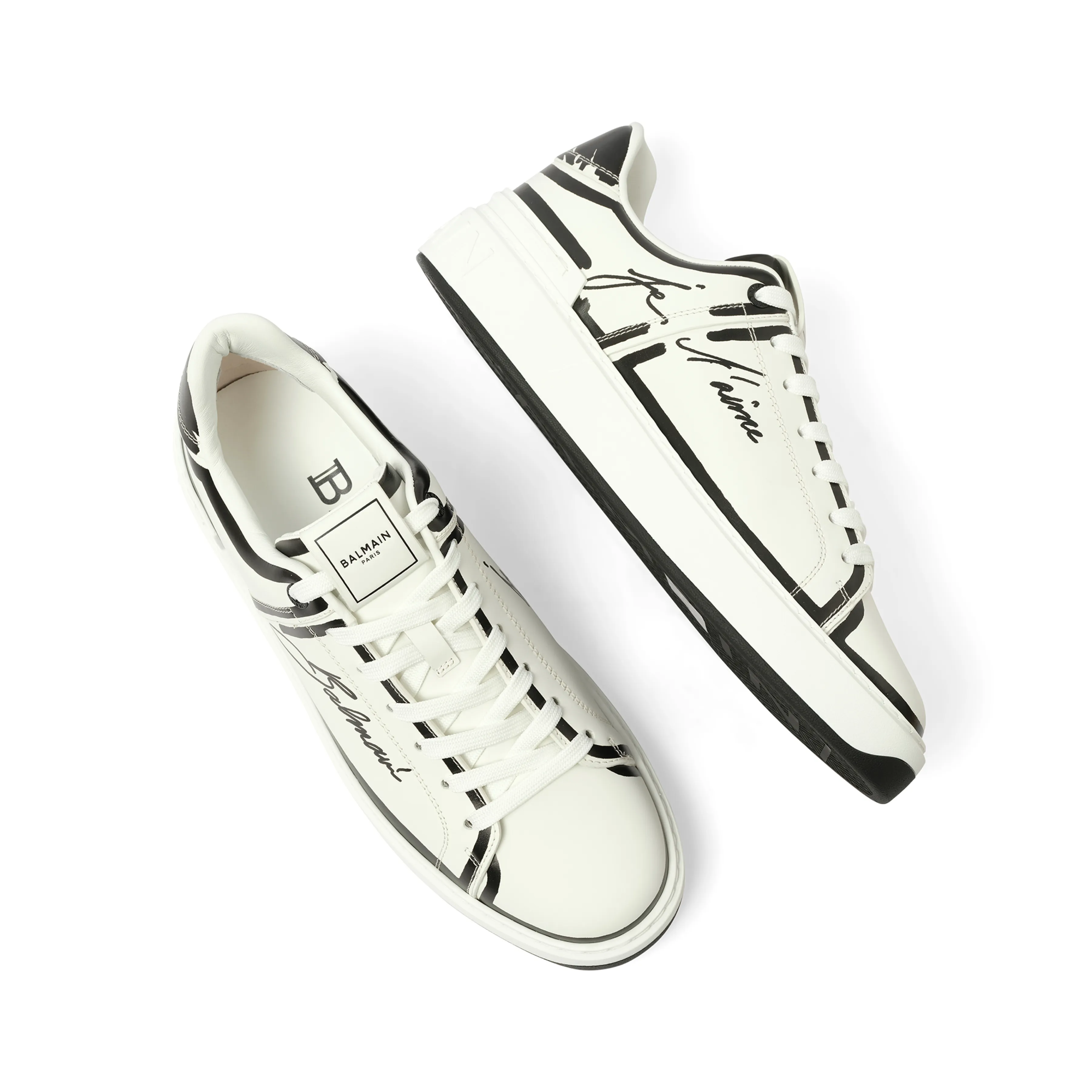 B-Court-Printed Balmain Sneaker in White/Black sold by MARAIS product image thumbnail 4