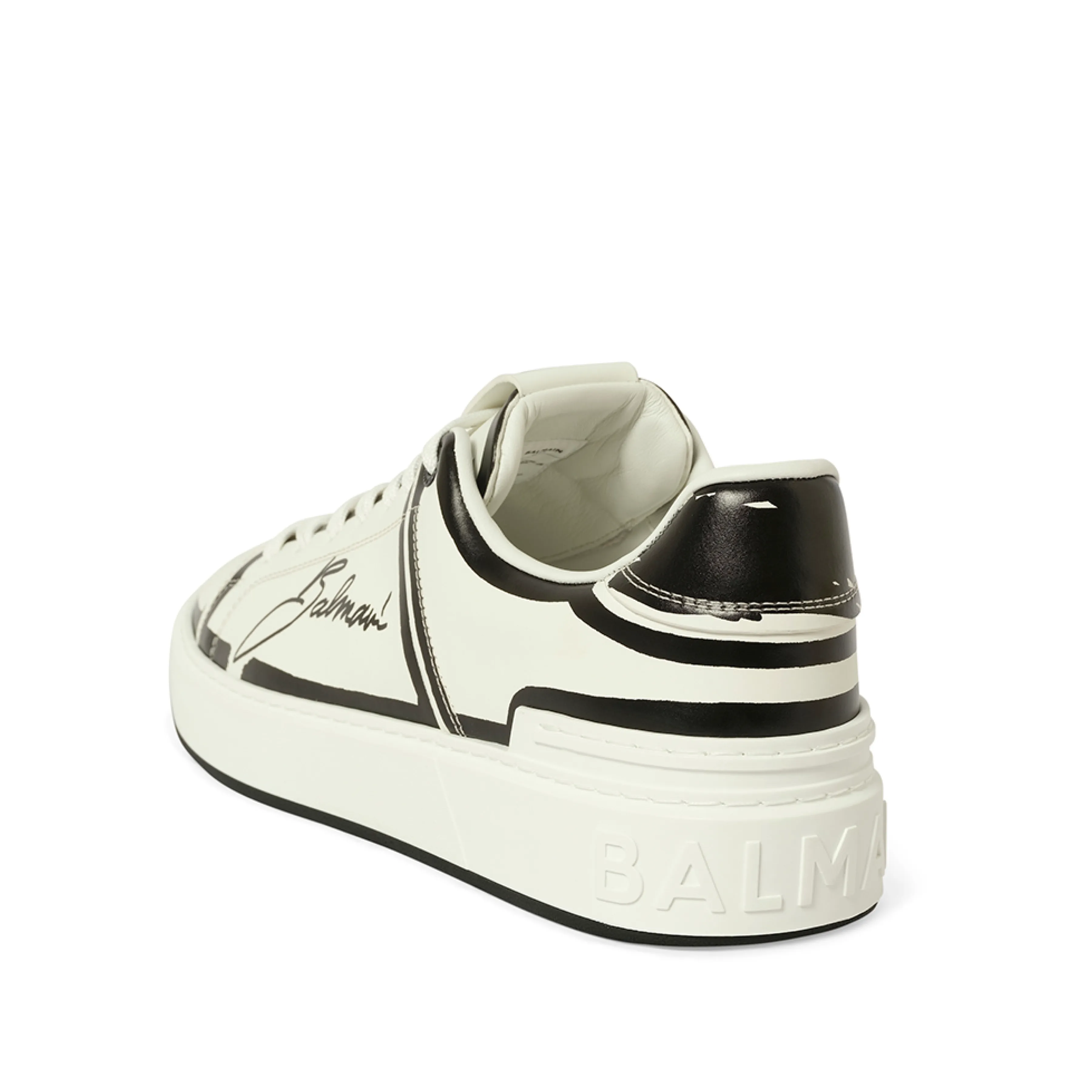 B-Court-Printed Balmain Sneaker in White/Black sold by MARAIS product image thumbnail 3