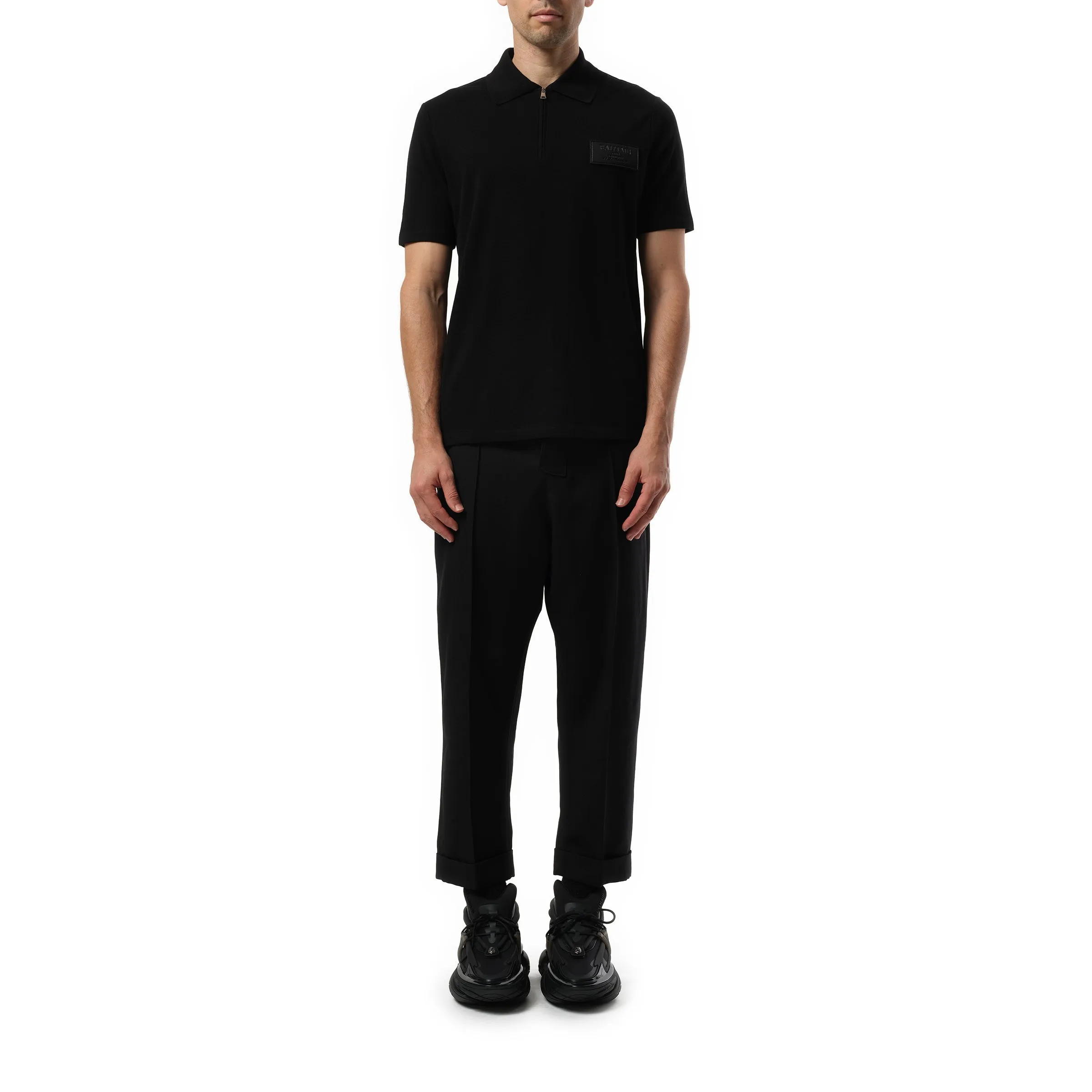 Small Leather Couture Label Zipped Polo in Black sold by MARAIS product image thumbnail 4