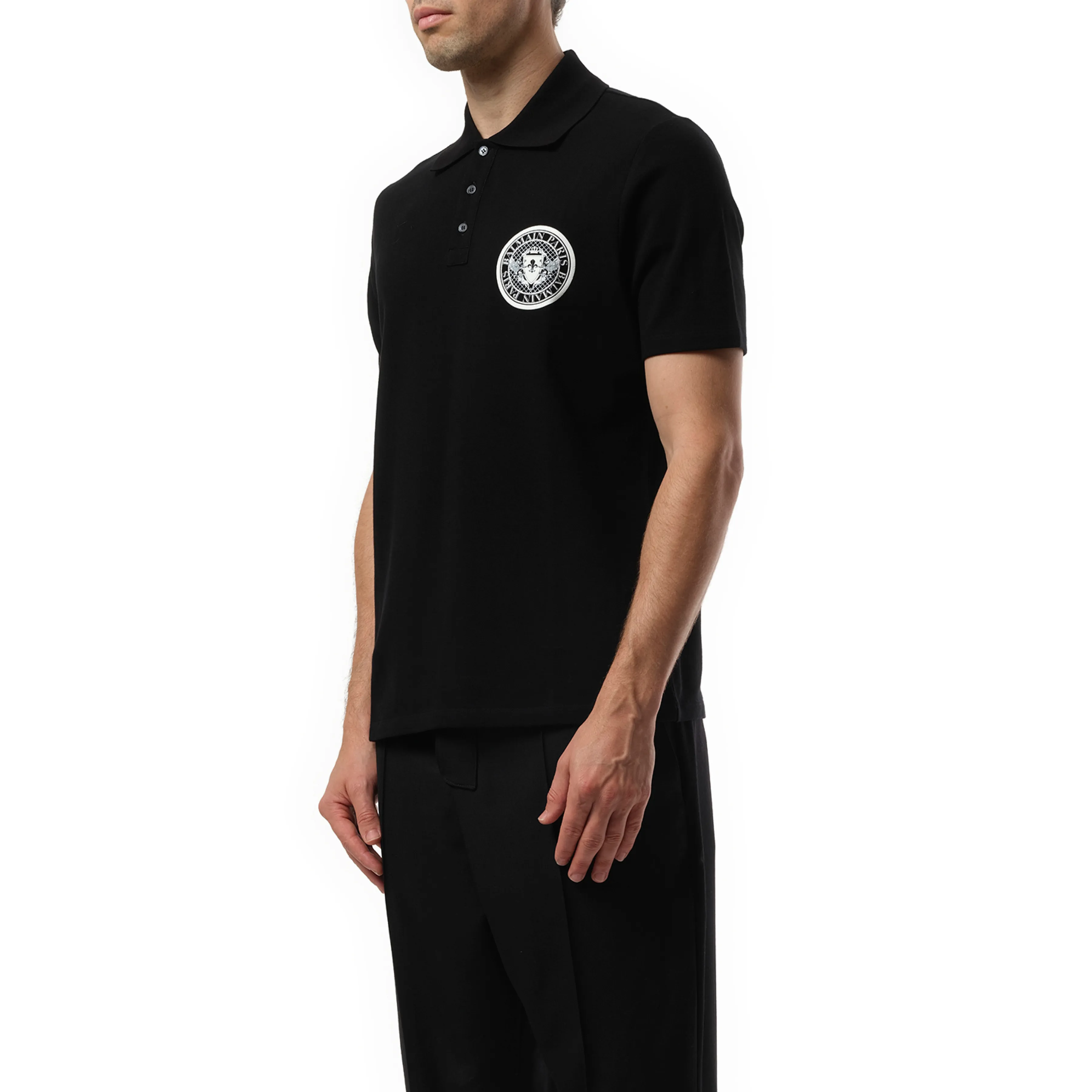 Small Coin Cotton Polo in Black/White sold by MARAIS product image thumbnail 5