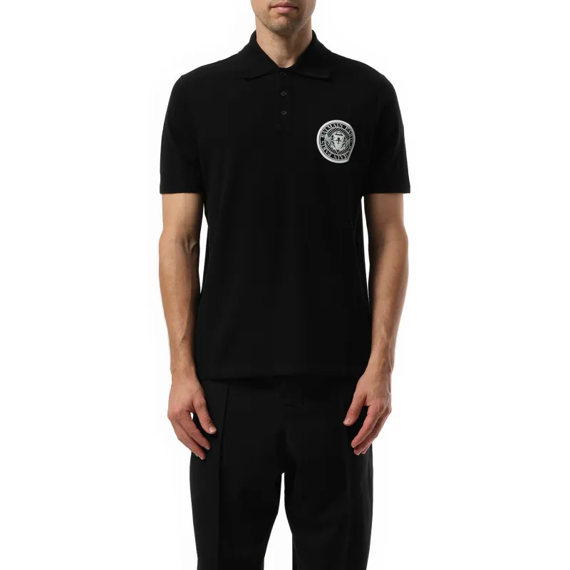 Small Coin Cotton Polo in Black/White sold by MARAIS