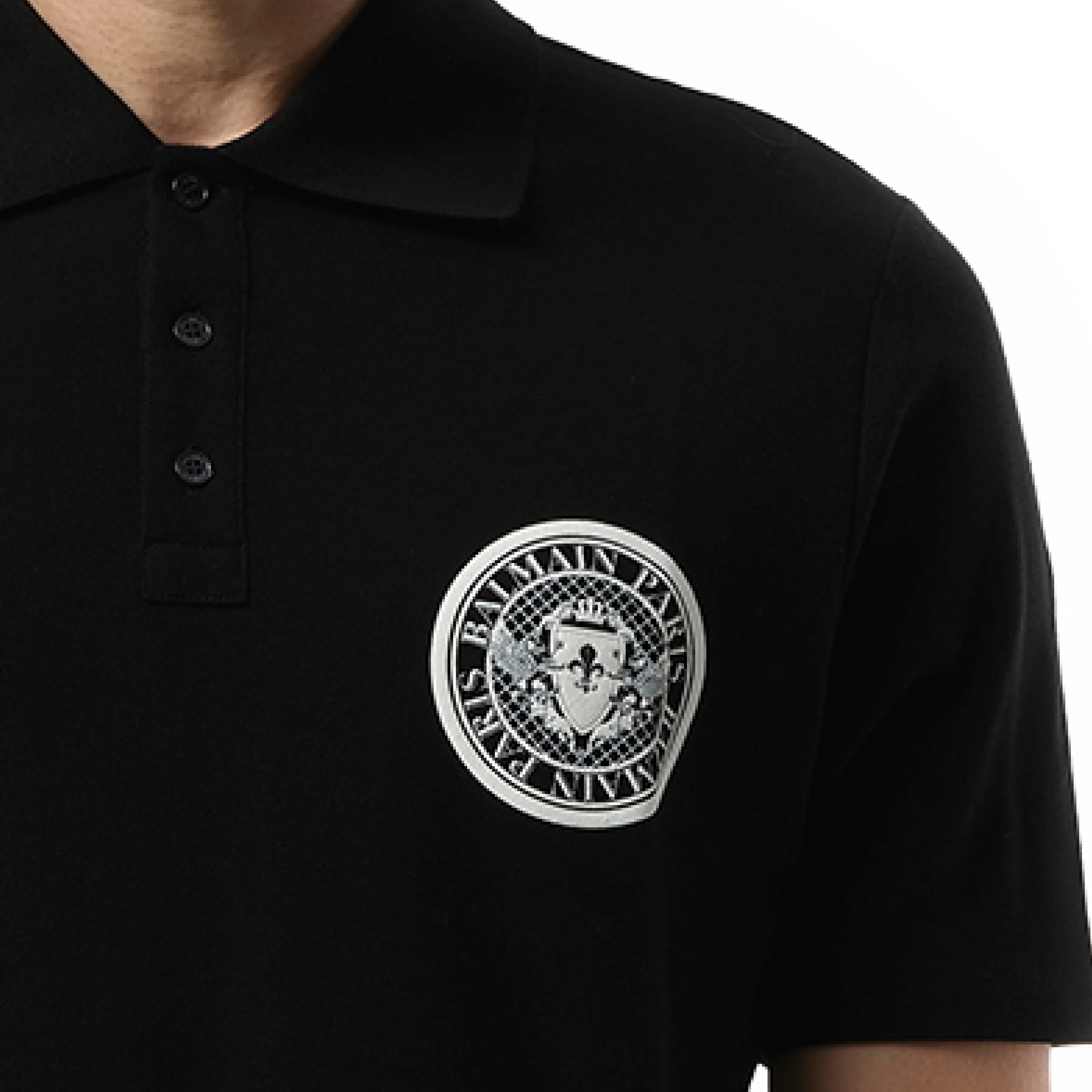 Small Coin Cotton Polo in Black/White sold by MARAIS product image thumbnail 3