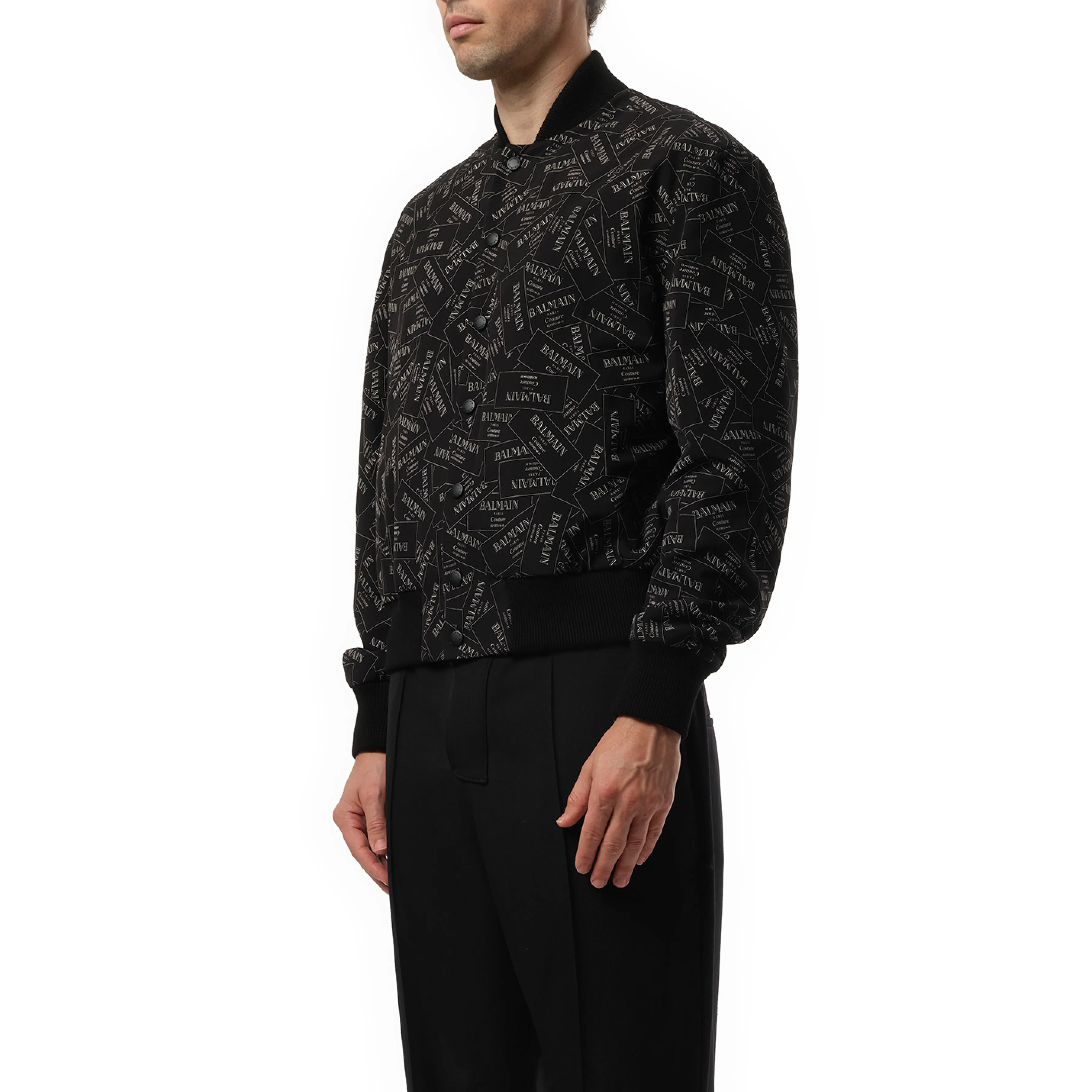 Allover Label Bomber Jacket in Black/White sold by MARAIS product image thumbnail 5