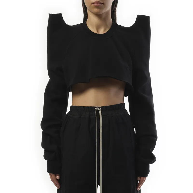 Cropped Tec Sweater in Black made by Rick Owens