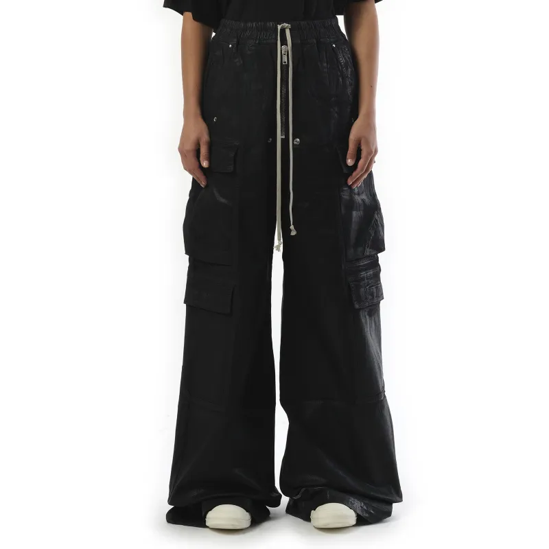 Denim Double Cargo Jumbo Belas in Black sold by MARAIS