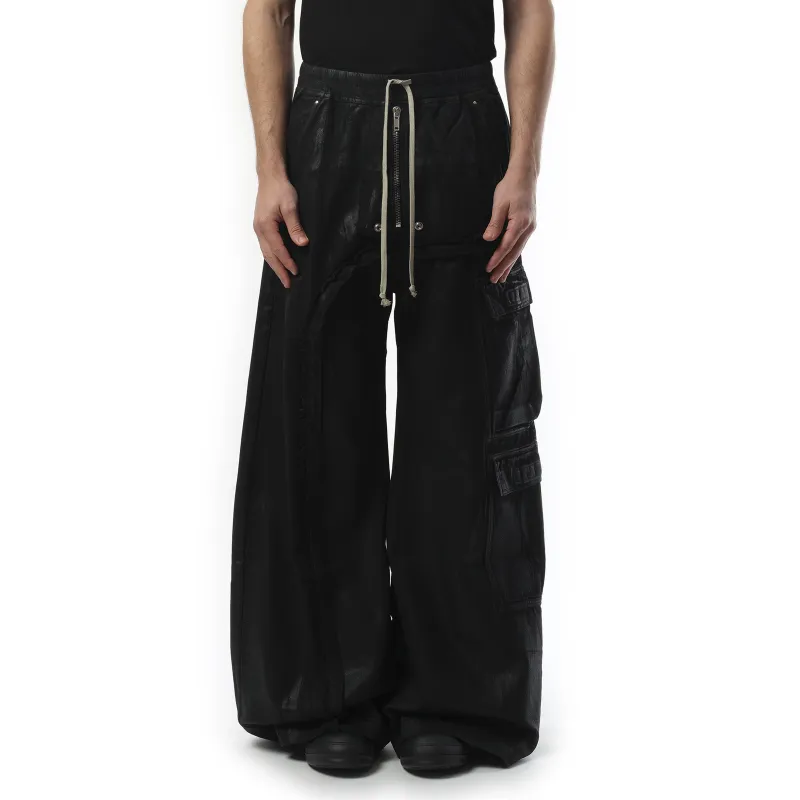 Imbalanced Double Cargo Jumbo Pants in Black sold by MARAIS