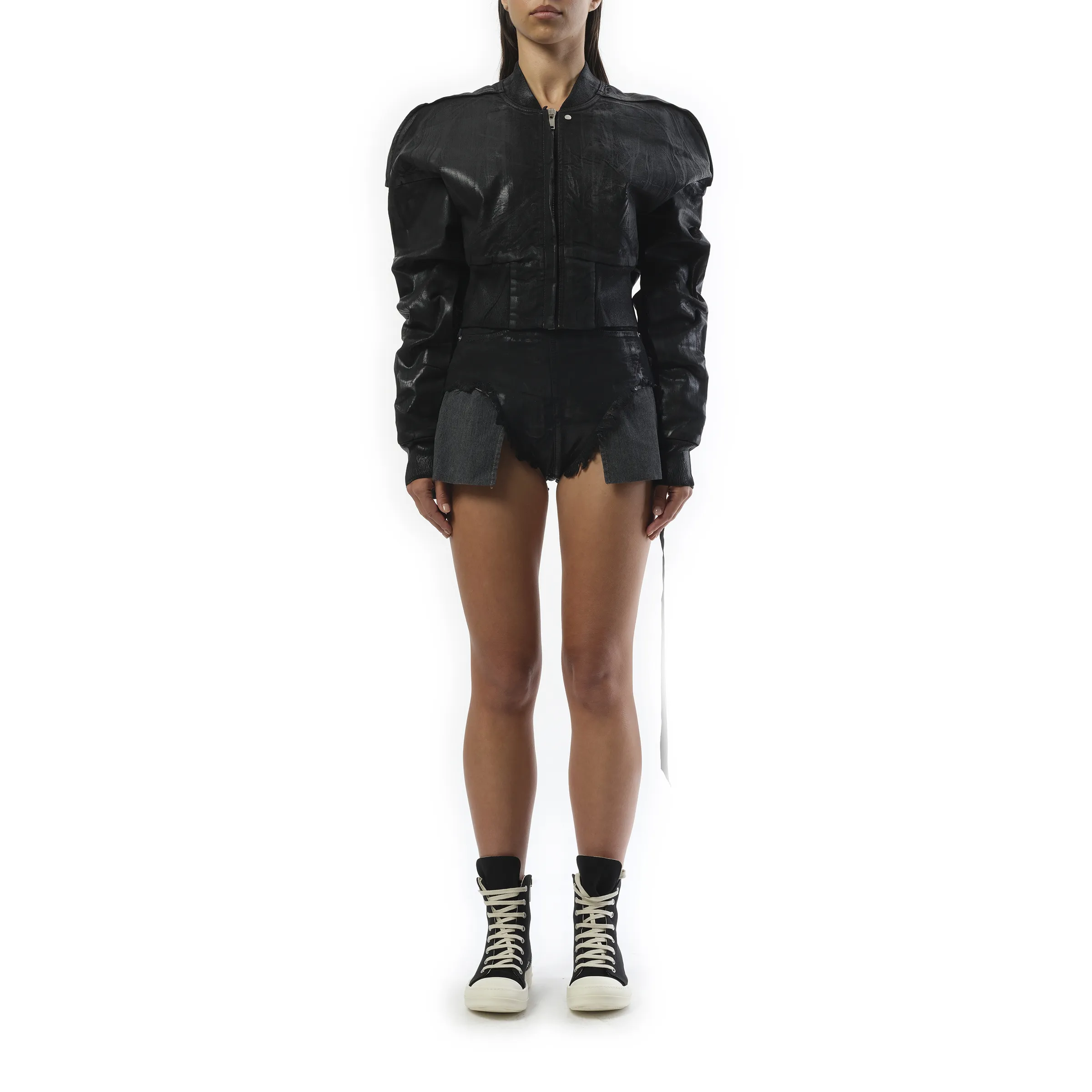 Flight Cropped Denim Jacket in Black sold by MARAIS product image thumbnail 3