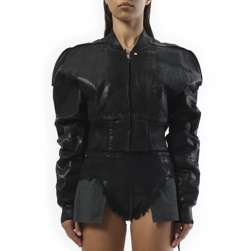 Flight Cropped Denim Jacket in Black sold by MARAIS