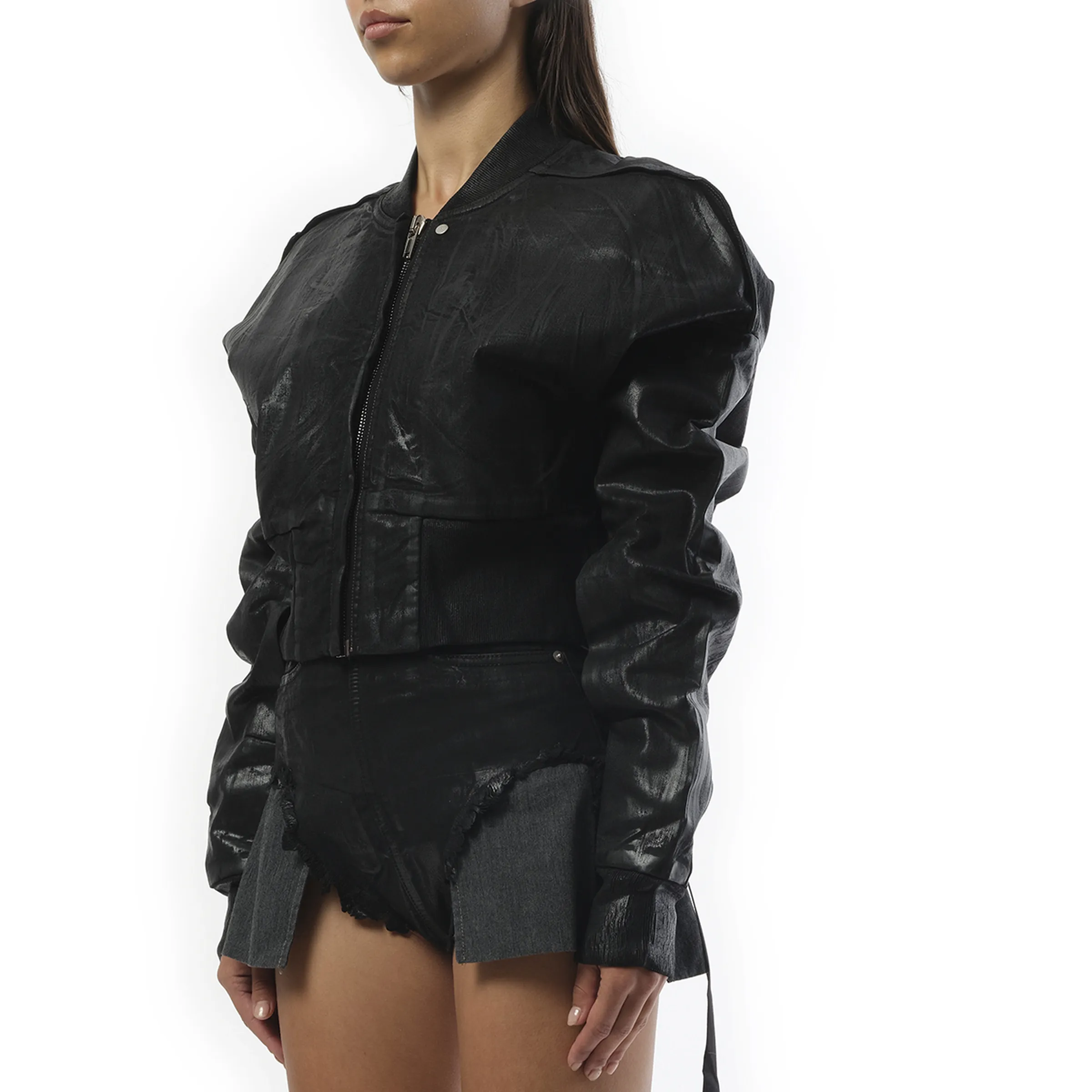 Flight Cropped Denim Jacket in Black sold by MARAIS product image thumbnail 5