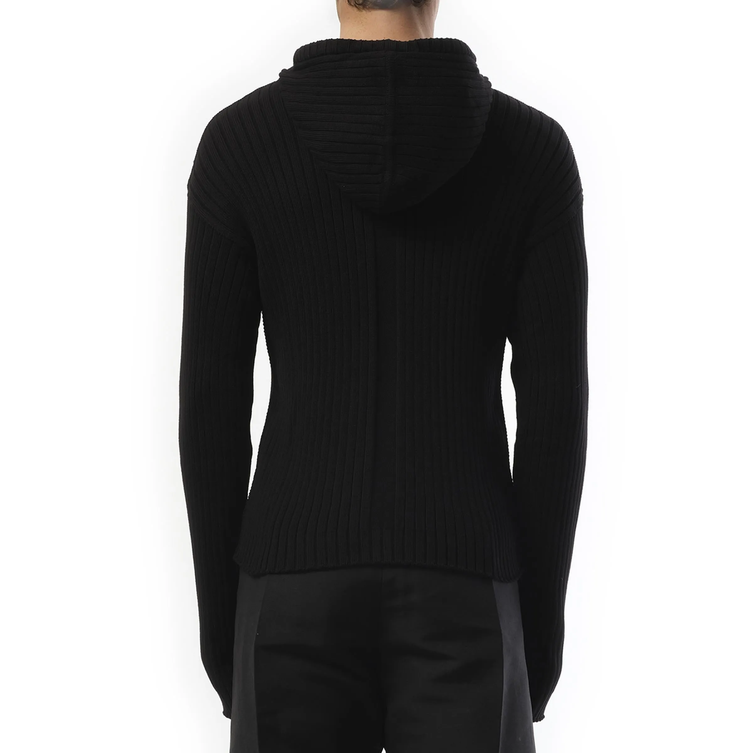 Zipped Knit Hoodie in Black sold by MARAIS product image thumbnail 4