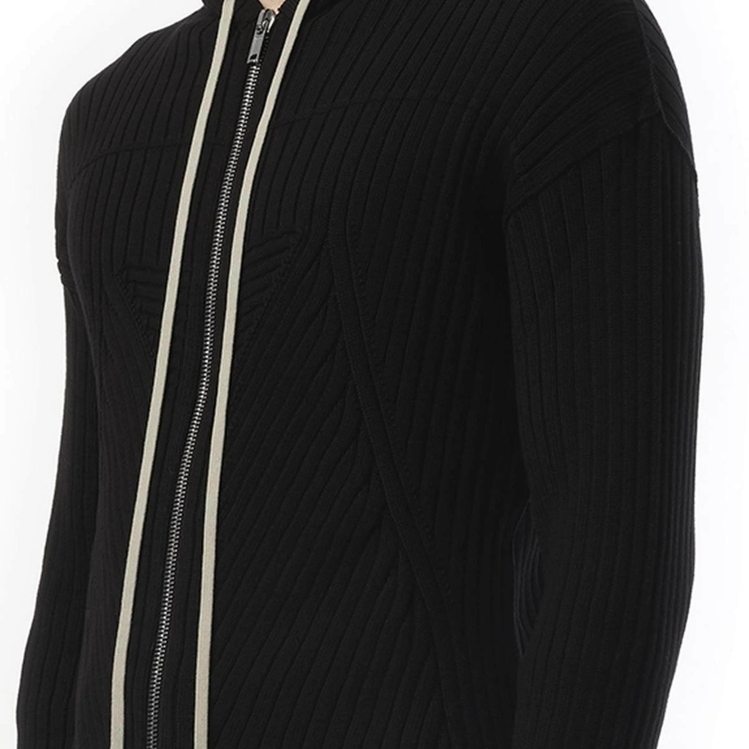 Zipped Knit Hoodie in Black sold by MARAIS product image thumbnail 3
