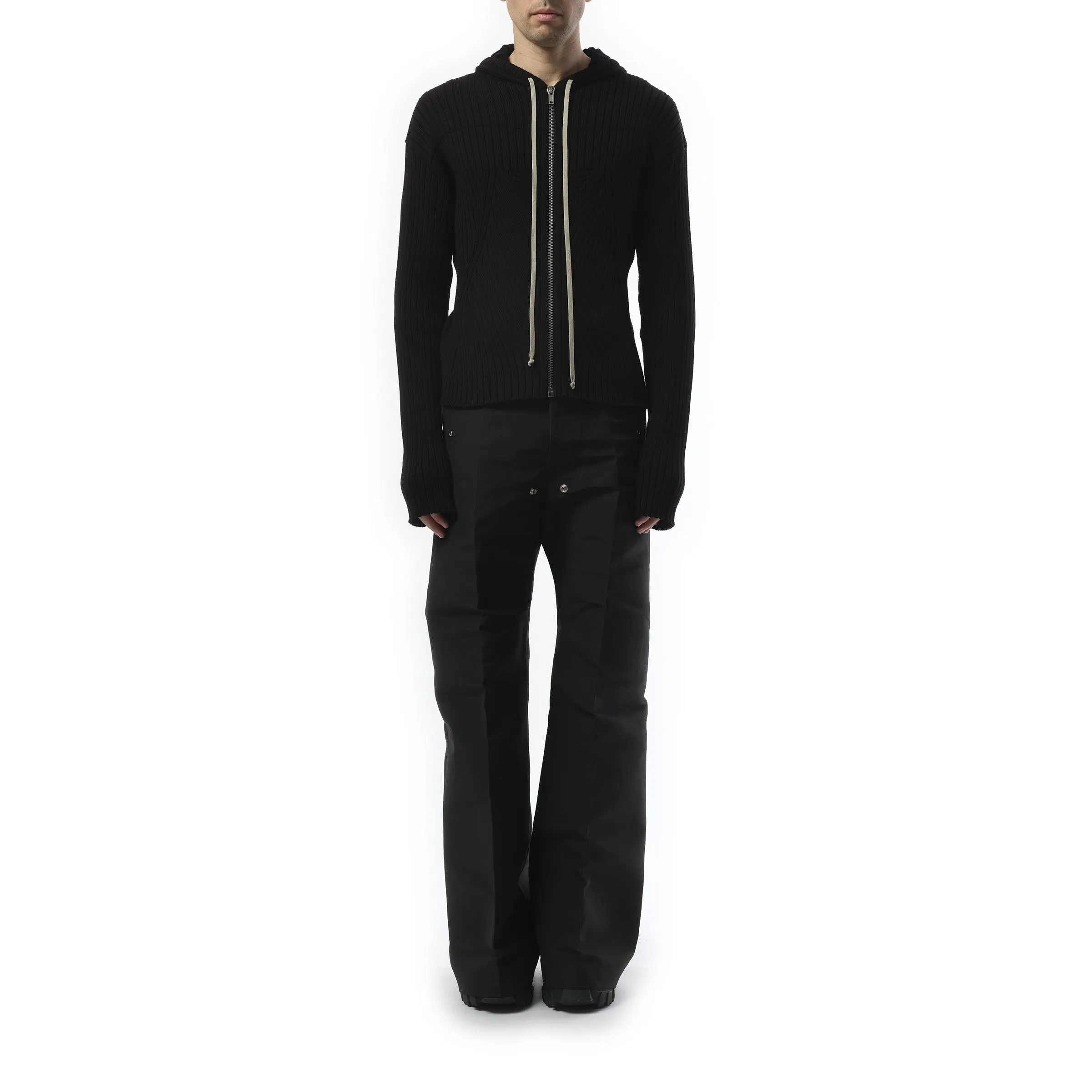 Zipped Knit Hoodie in Black sold by MARAIS product image thumbnail 5