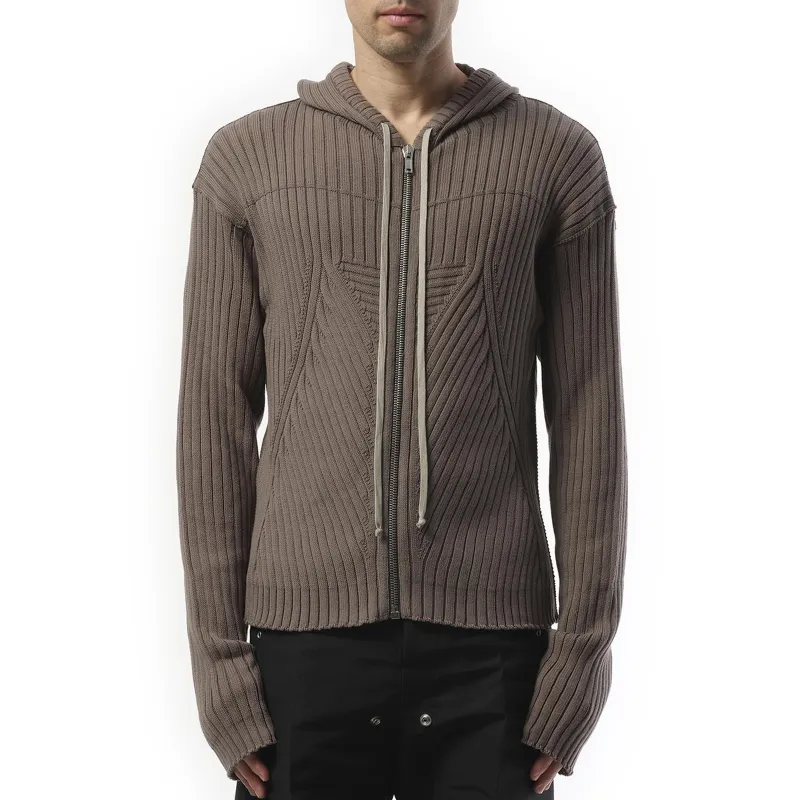 Zipped Knit Hoodie in Dust made by Rick Owens