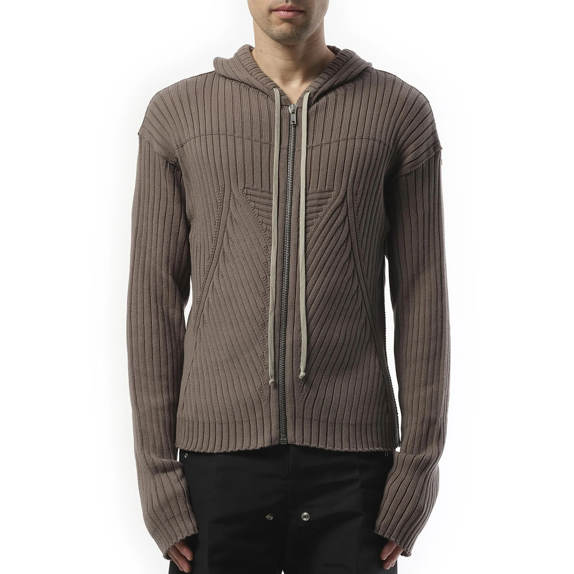 Zipped Knit Hoodie in Dust sold by MARAIS
