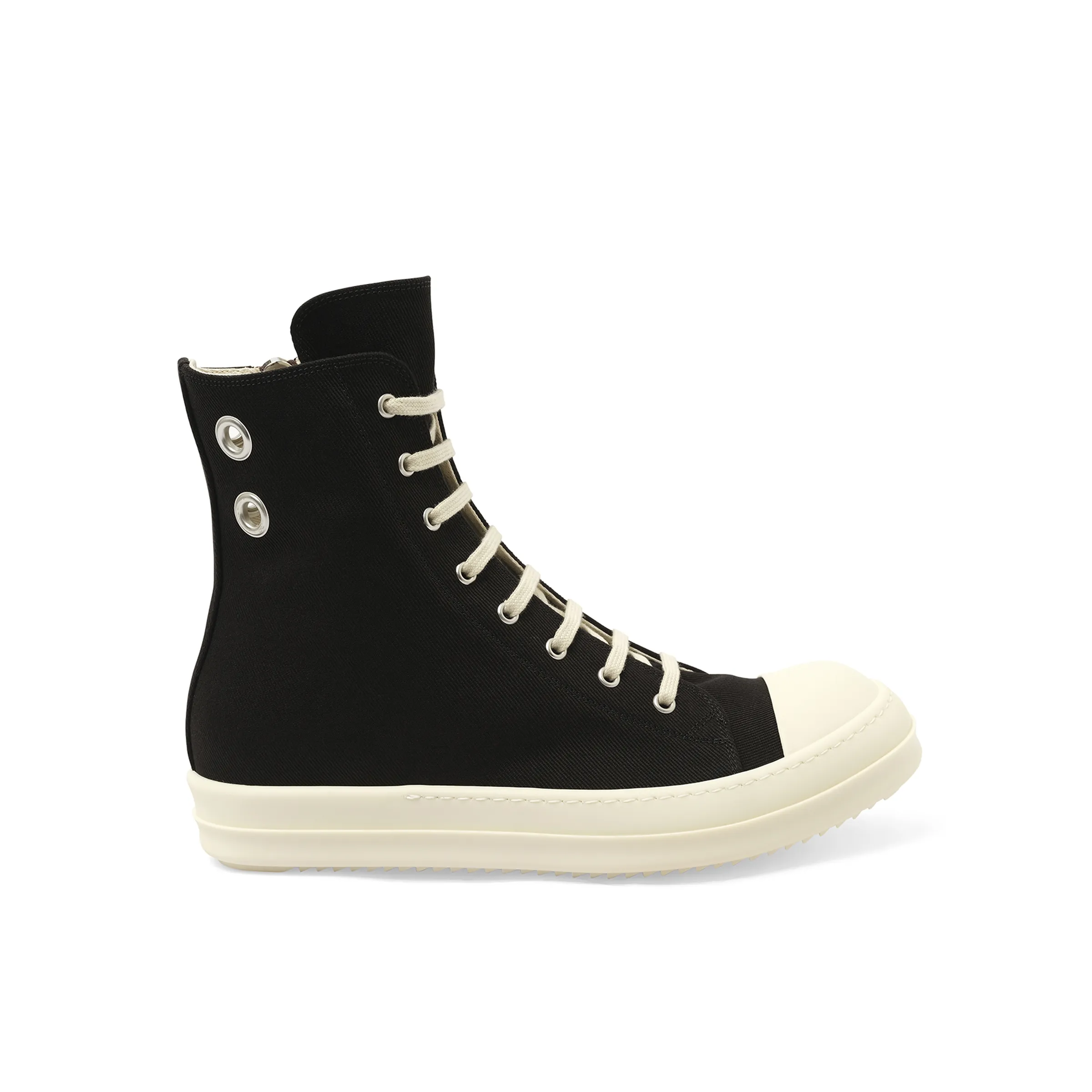 Gimp Eyelet Sneaks in Black/Milk sold by MARAIS