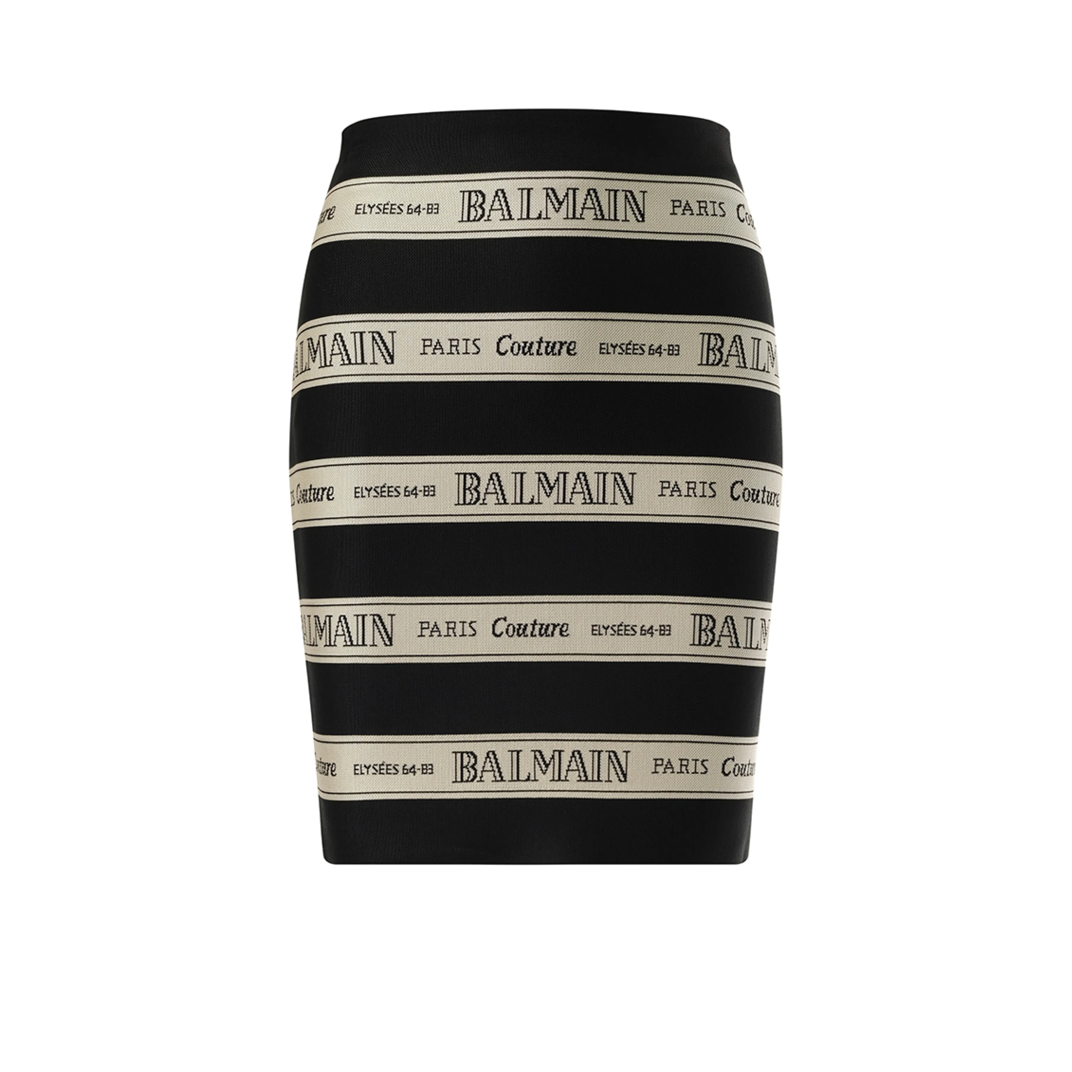 Striped Balmain Jacquard Short Skirt in Black/Beige sold by MARAIS product image thumbnail 2