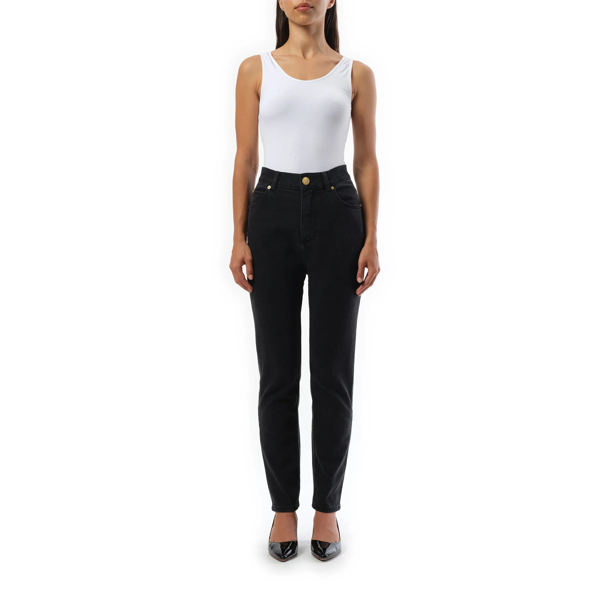 5 Pockets Slim Black Washed Denim in Black sold by MARAIS product image thumbnail 4
