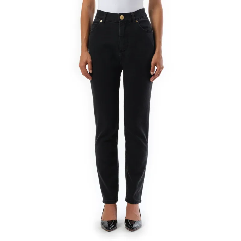 5 Pockets Slim Black Washed Denim in Black sold by MARAIS