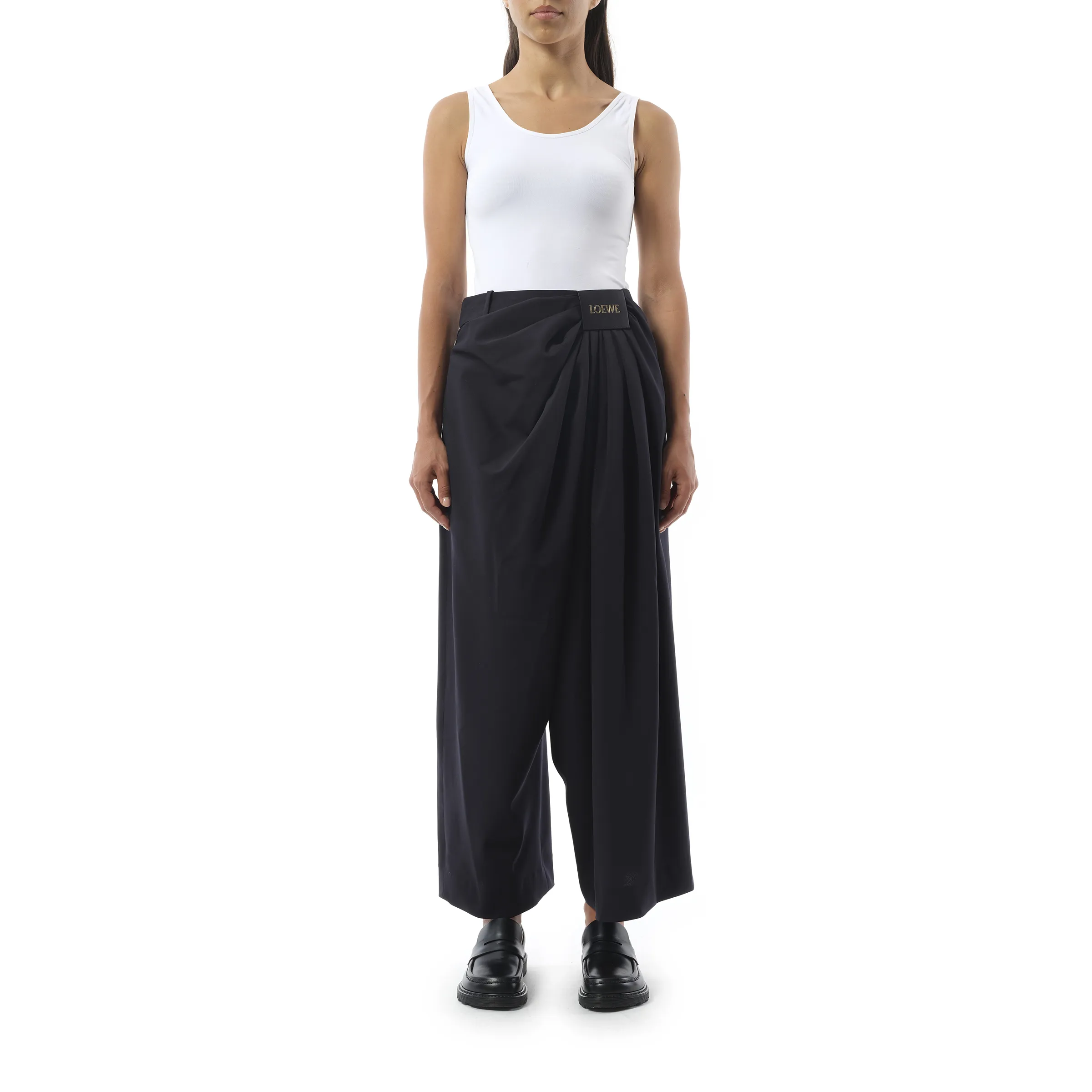 Cropped Draped Trouser in Dark Navy Blue sold by MARAIS product image thumbnail 4