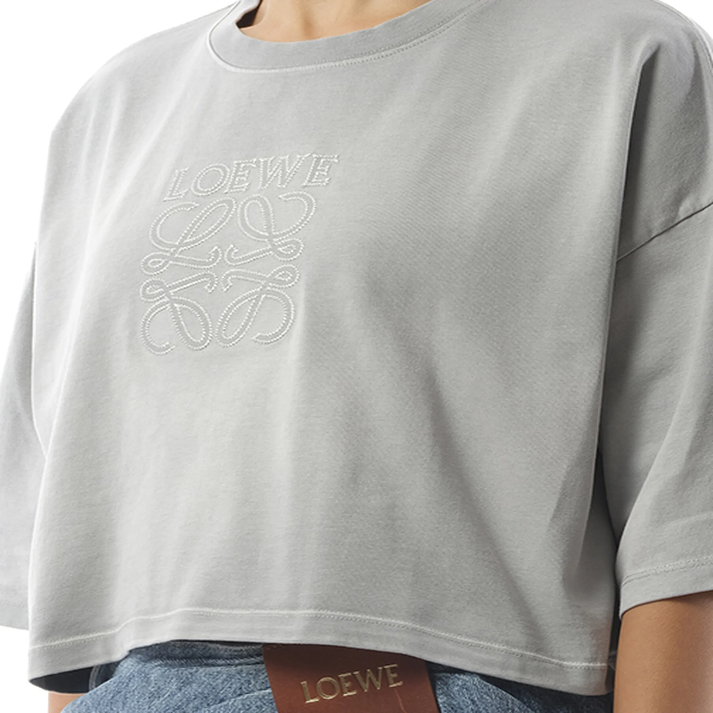 Cropped Anagram T-Shirt in Light Grey sold by MARAIS product image thumbnail 3
