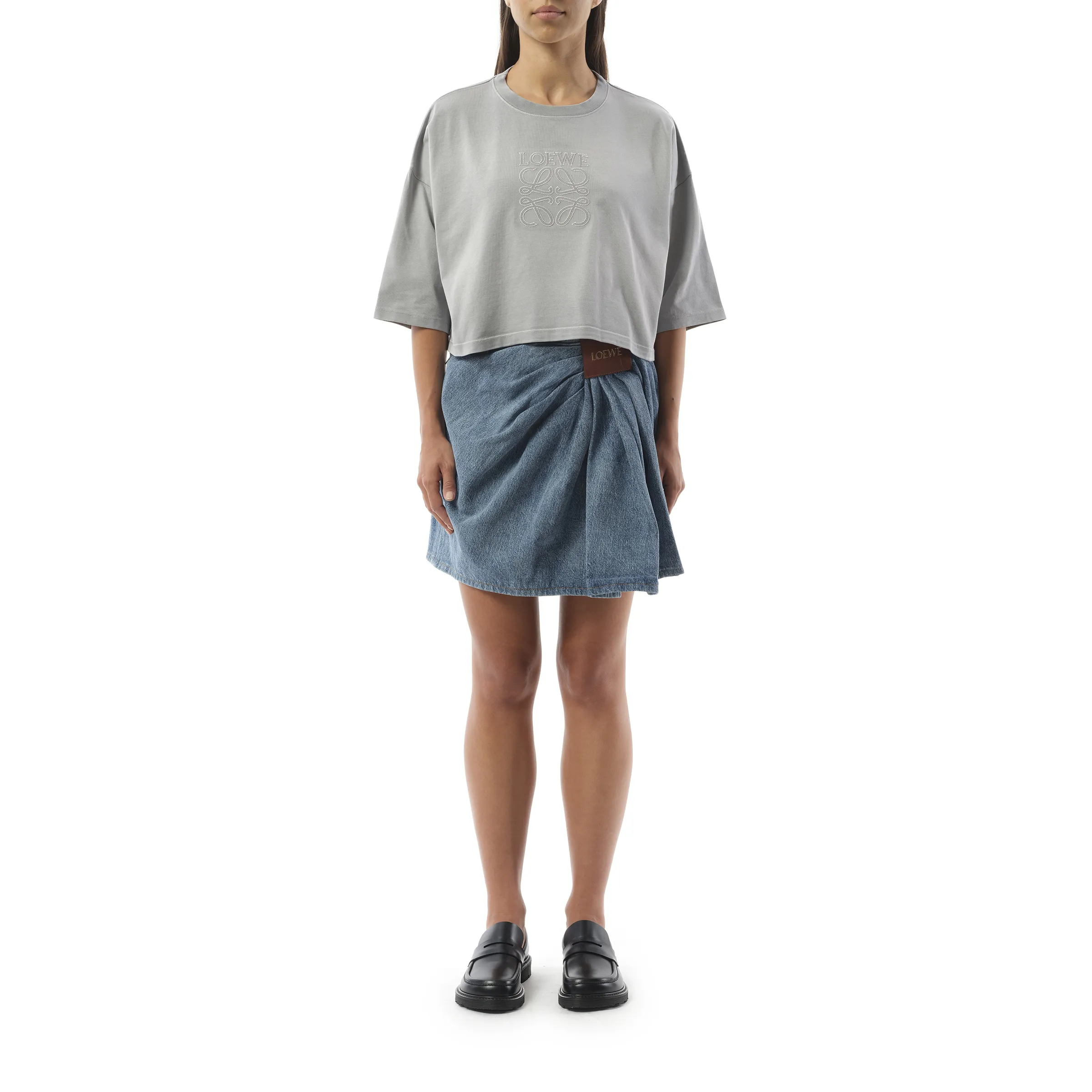 Cropped Anagram T-Shirt in Light Grey sold by MARAIS product image thumbnail 4
