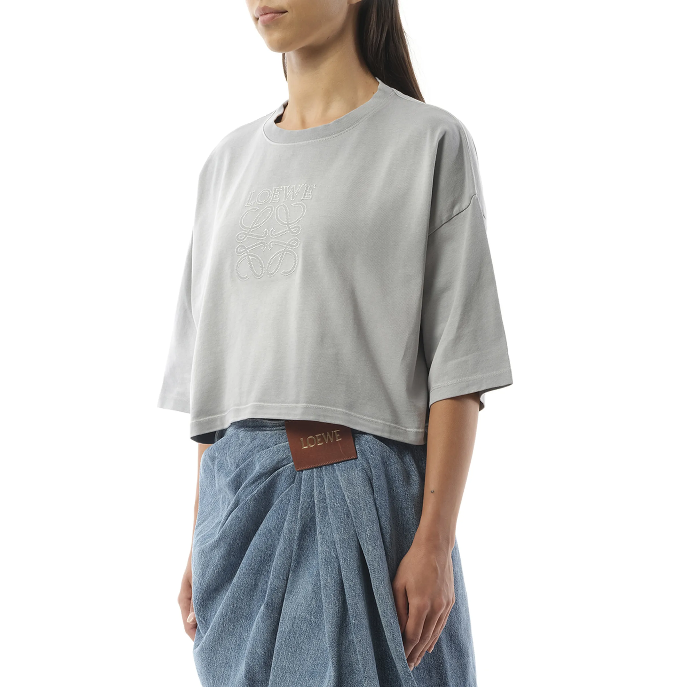 Cropped Anagram T-Shirt in Light Grey sold by MARAIS product image thumbnail 5