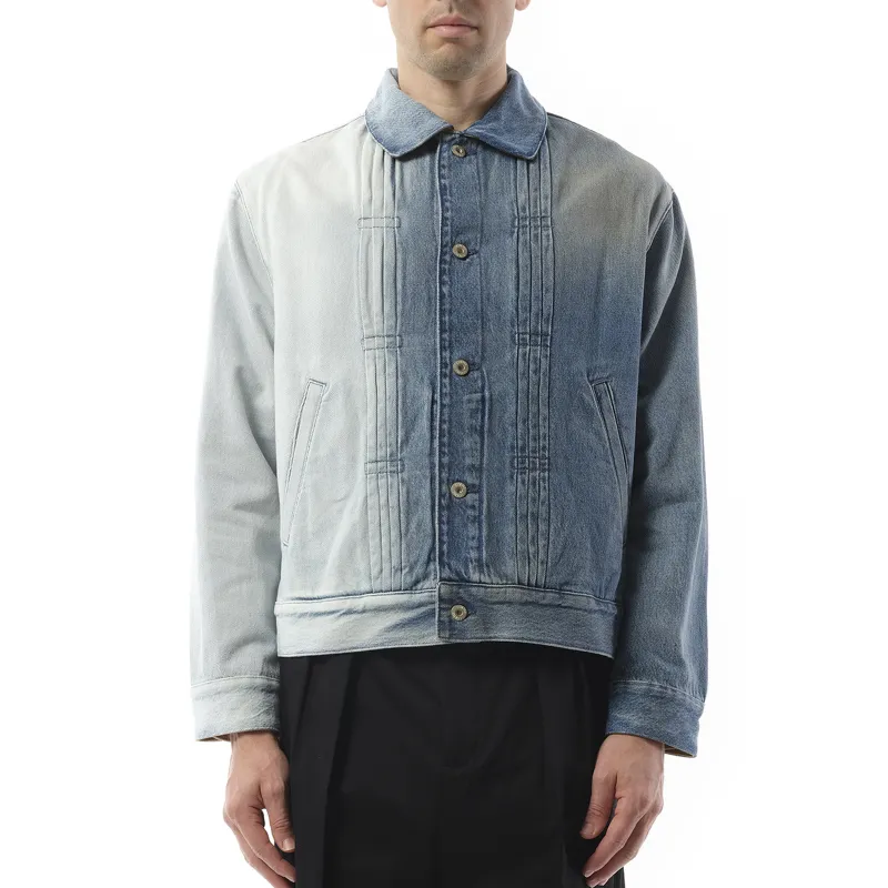 Gradient Denim Jacket in White/Blue sold by MARAIS