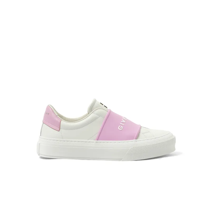 City Sport Elastic Band Sneaker in White/Pink sold by MARAIS