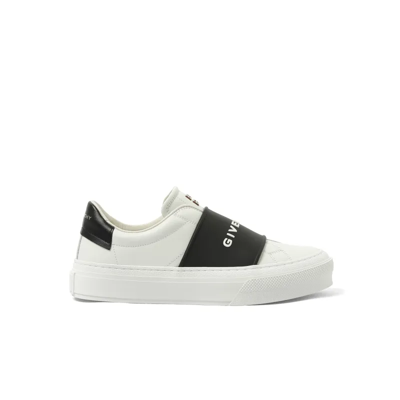 City Sport Elastic Band Sneaker in White/Black sold by MARAIS