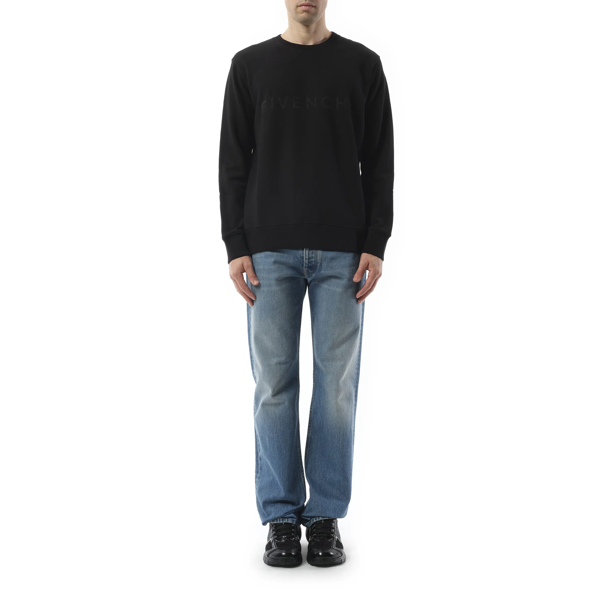 4G Archetype Spray Sweatshirt in Black/White sold by MARAIS product image thumbnail 4
