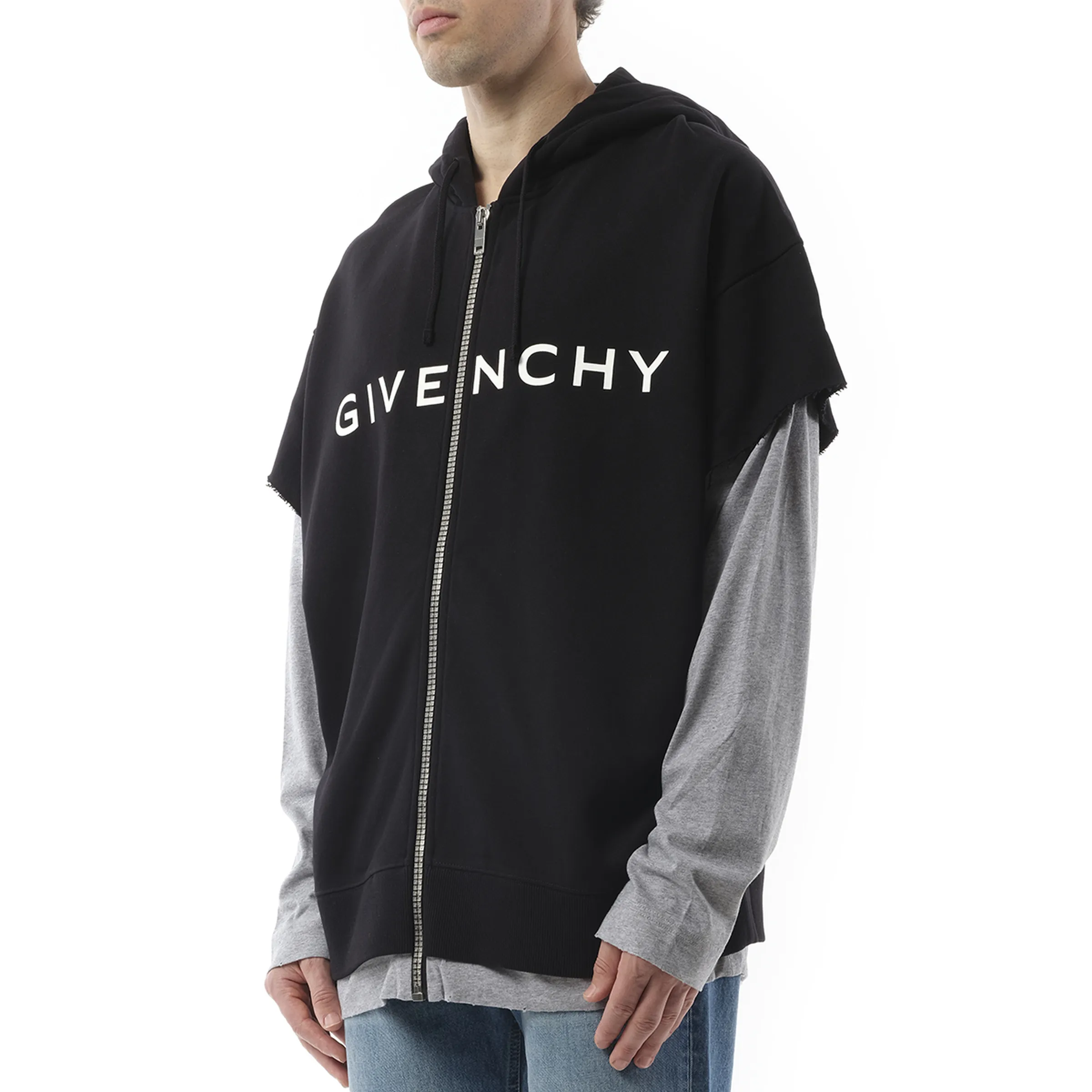Jersey Multi Layer Hoodie in Black/Grey sold by MARAIS product image thumbnail 5