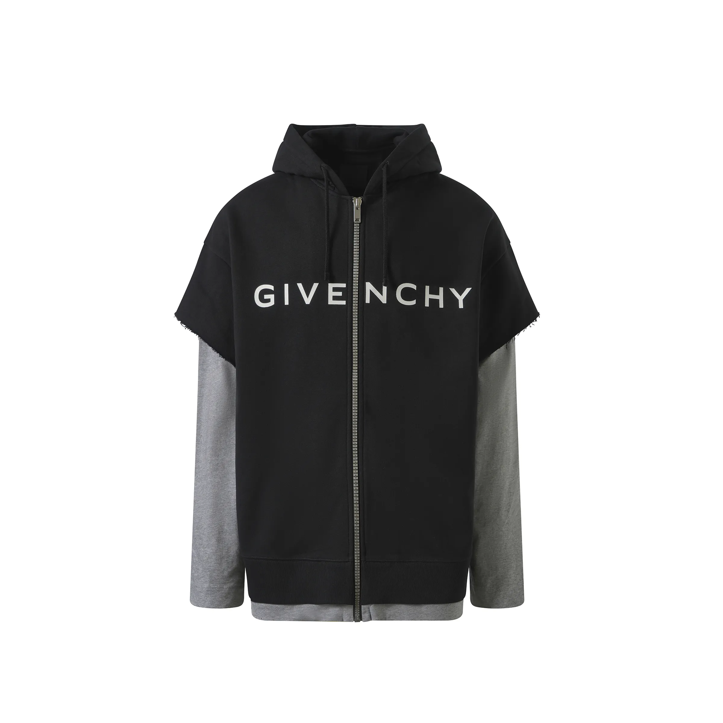 Jersey Multi Layer Hoodie in Black/Grey sold by MARAIS product image thumbnail 2