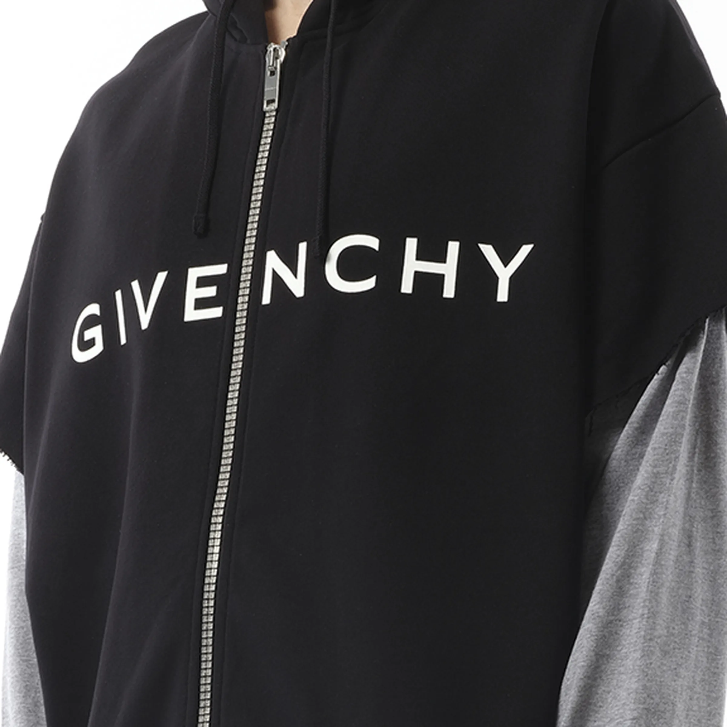 Jersey Multi Layer Hoodie in Black/Grey sold by MARAIS product image thumbnail 3