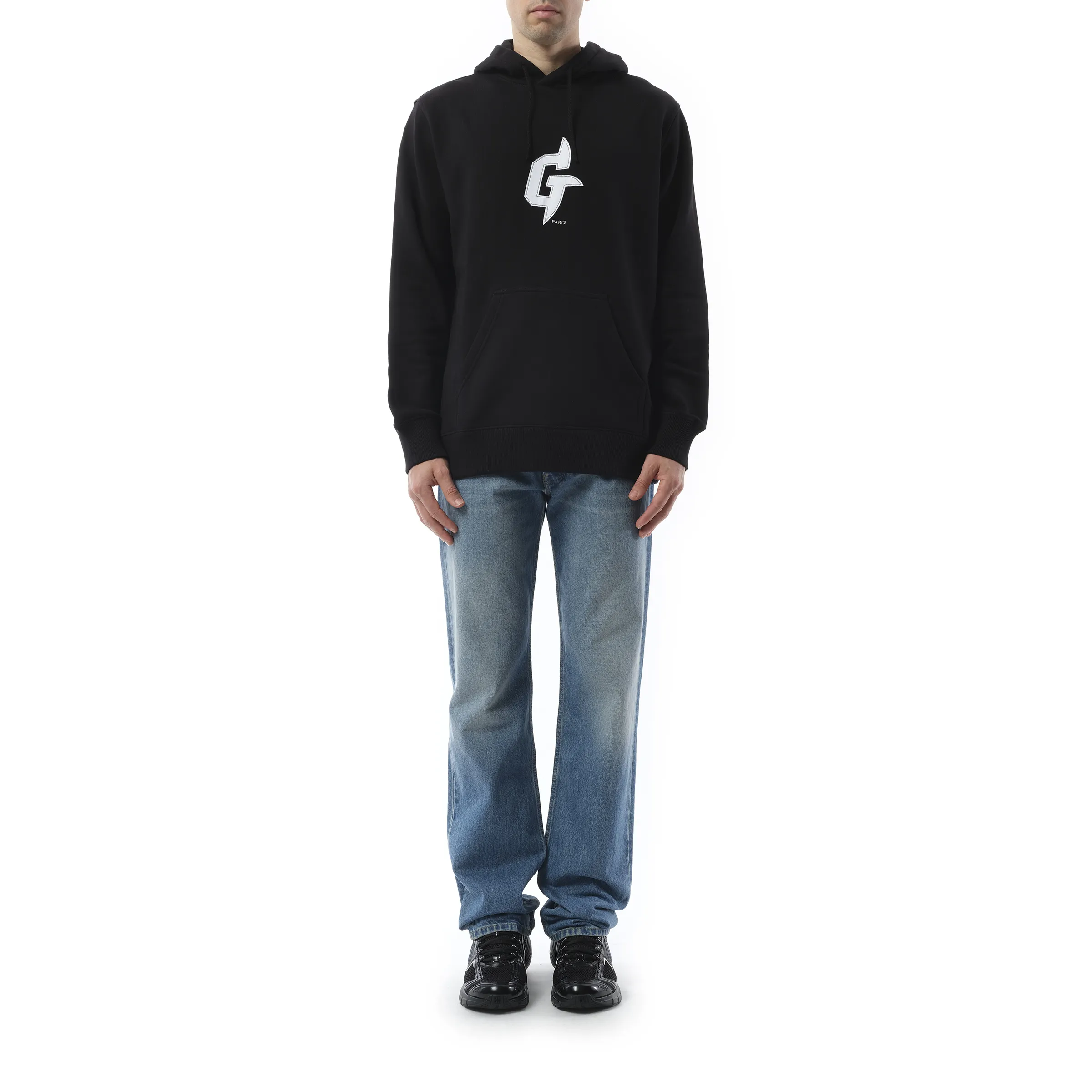 Embroidered Eiffel Tower Motif Slim Fit Hoodie in Black sold by MARAIS product image thumbnail 4