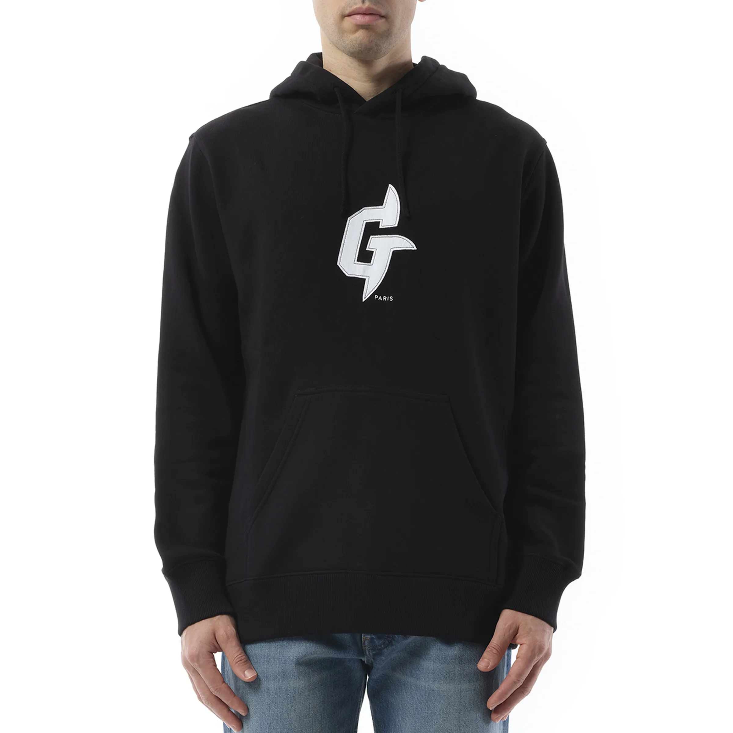 Embroidered Eiffel Tower Motif Slim Fit Hoodie in Black sold by MARAIS