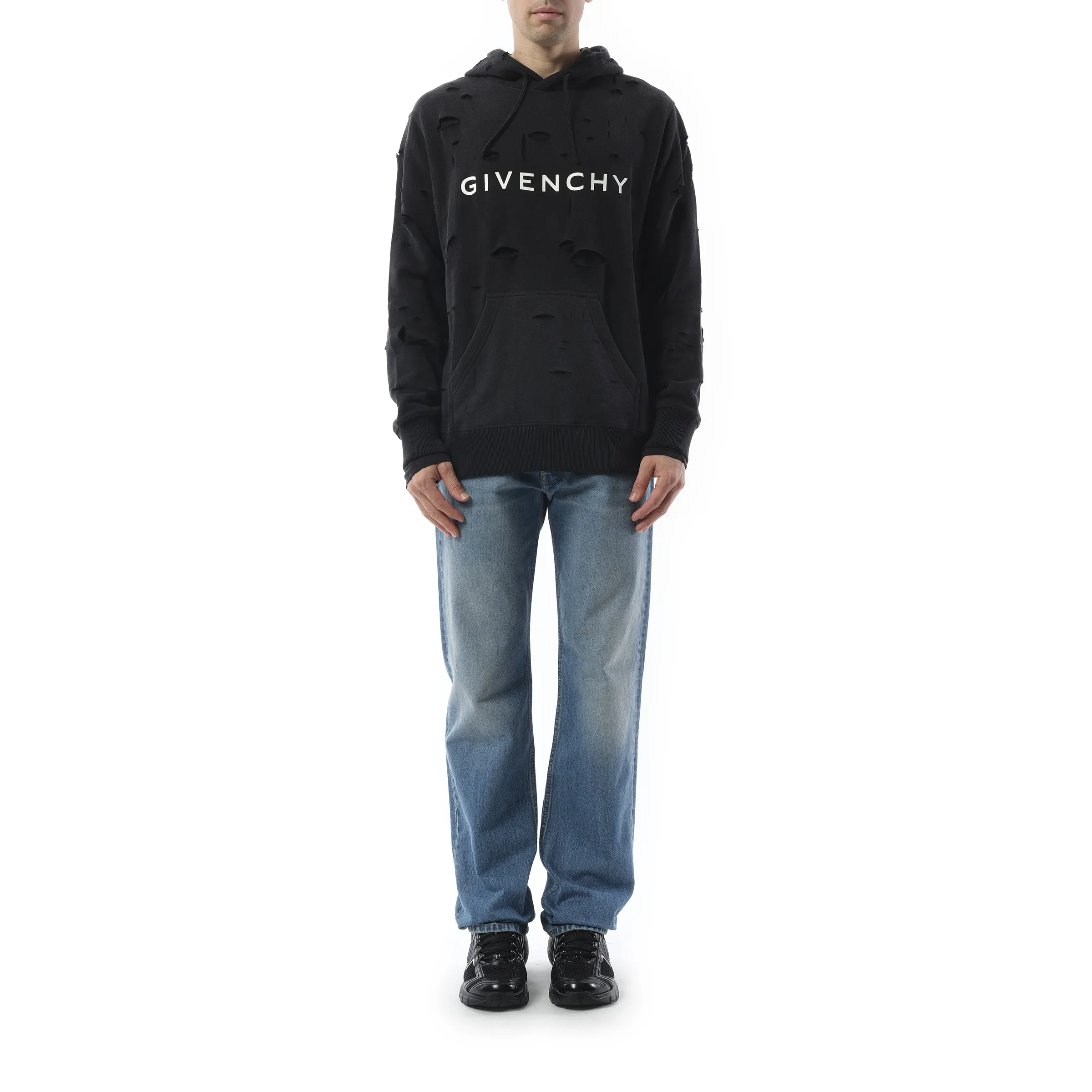Archetype Hoodie with Destroyed Effect in Faded Black sold by MARAIS product image thumbnail 4