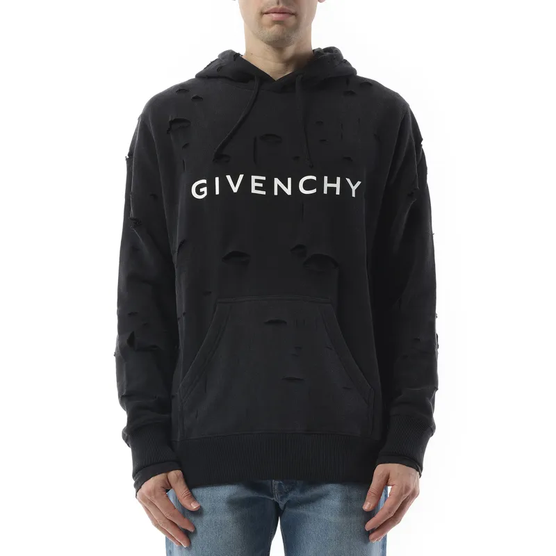 Archetype Hoodie with Destroyed Effect in Faded Black sold by MARAIS