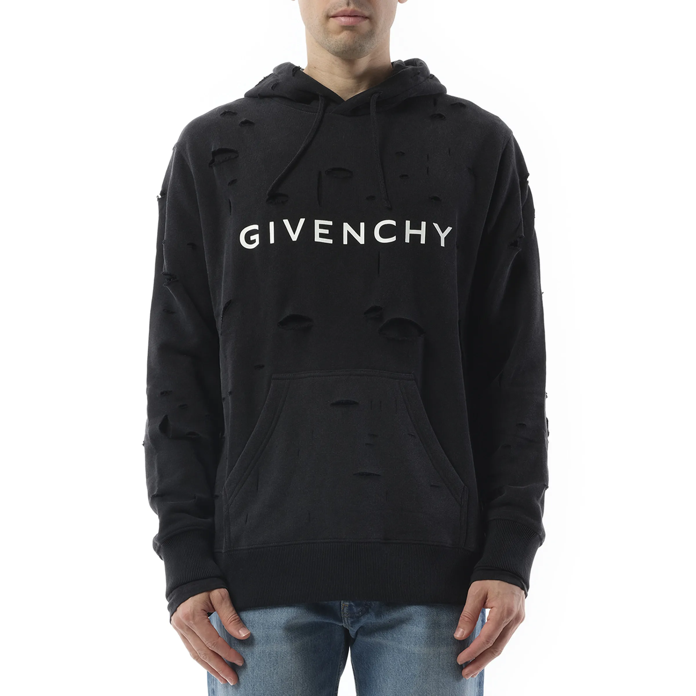 Archetype Hoodie with Destroyed Effect in Faded Black sold by MARAIS