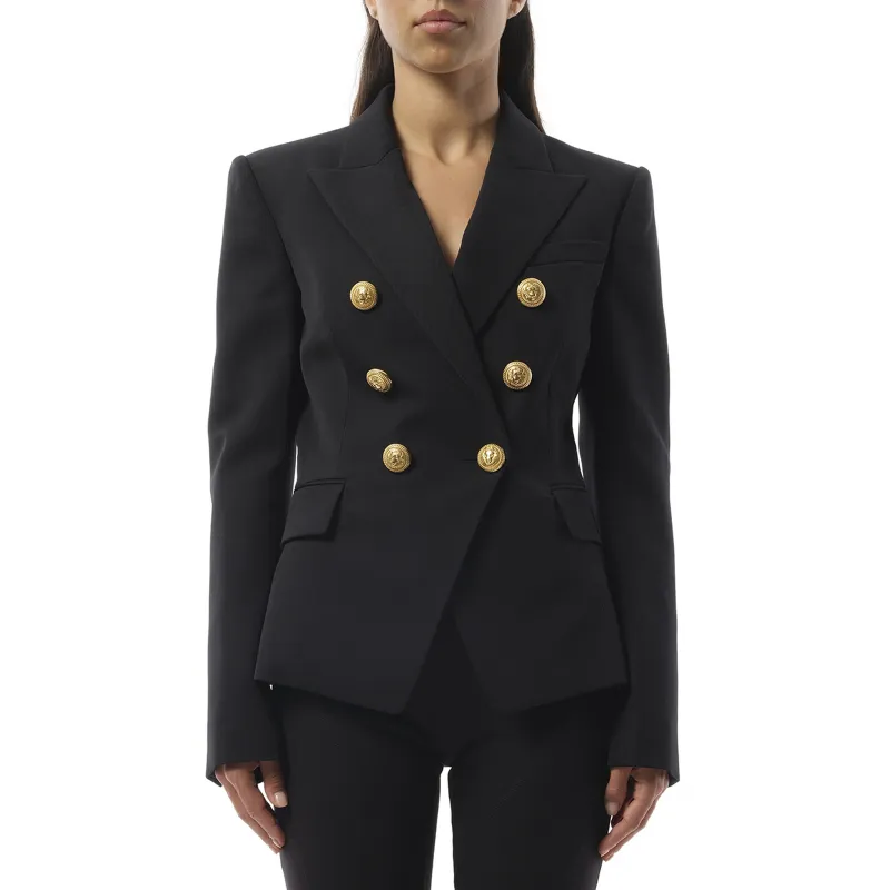 6 Buttons Serge Wool Jacket in Black sold by MARAIS