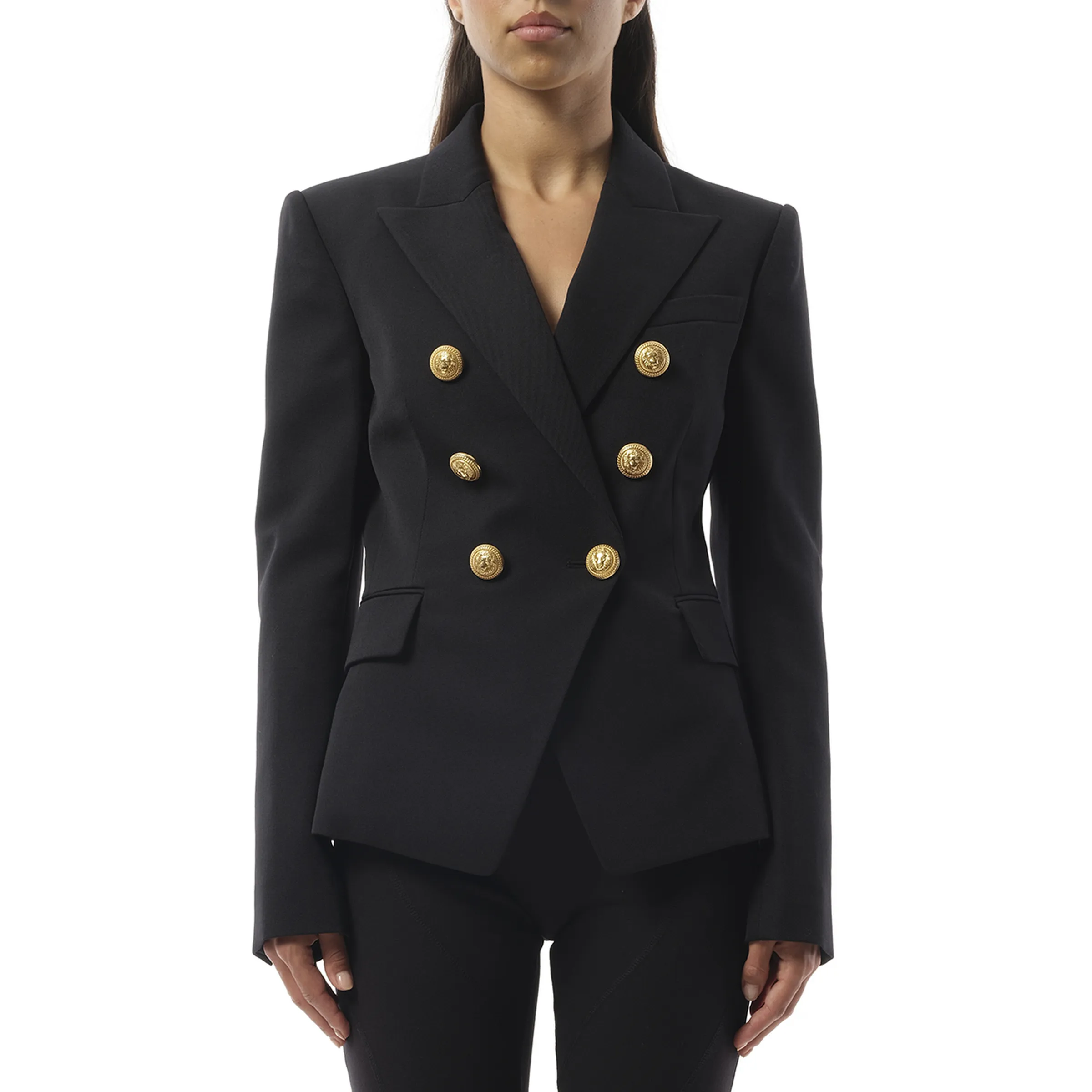 6 Buttons Serge Wool Jacket in Black sold by MARAIS