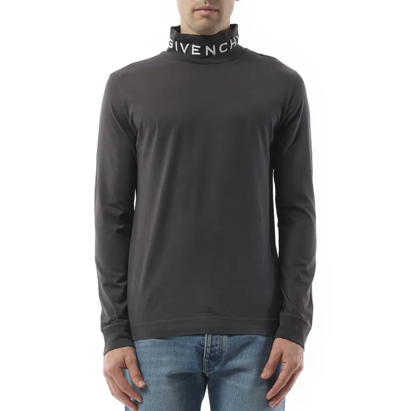 Faded Logo Dyed Long Sleeve T-Shirt in Black/Grey sold by MARAIS