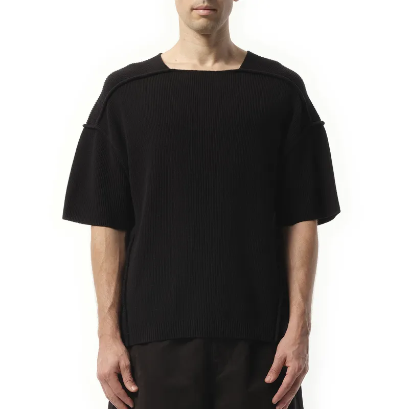 Knit Block T-Shirt in Black made by Entire Studios