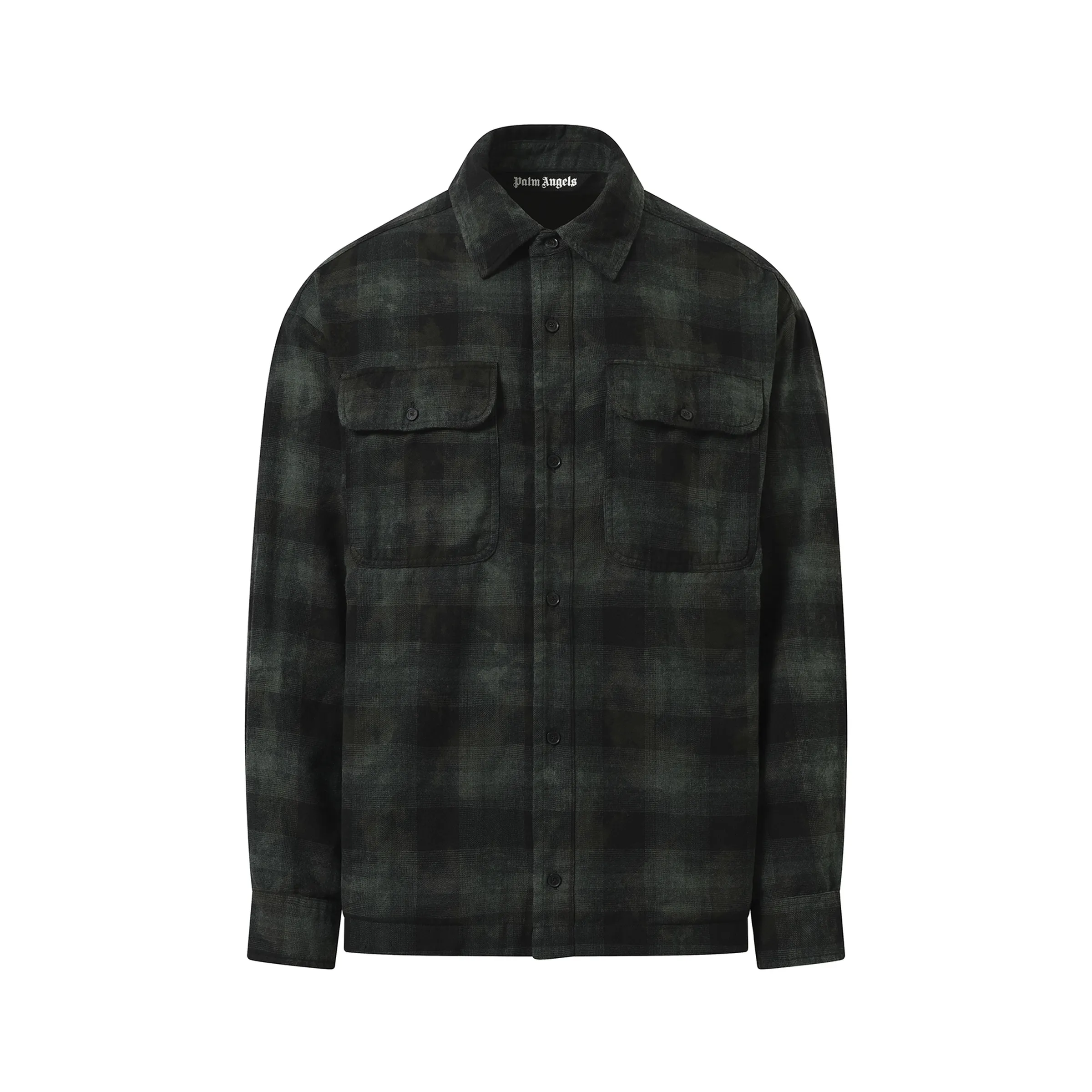 Curved Logo Check Shirt in Military Green sold by MARAIS product image thumbnail 2