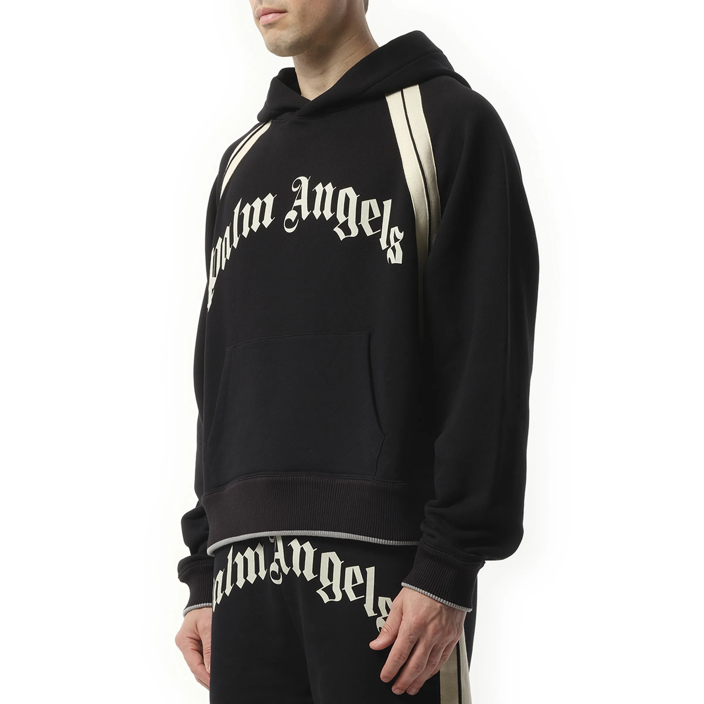 Curved Logo Track Hoodie in Black/Ivory sold by MARAIS product image thumbnail 5